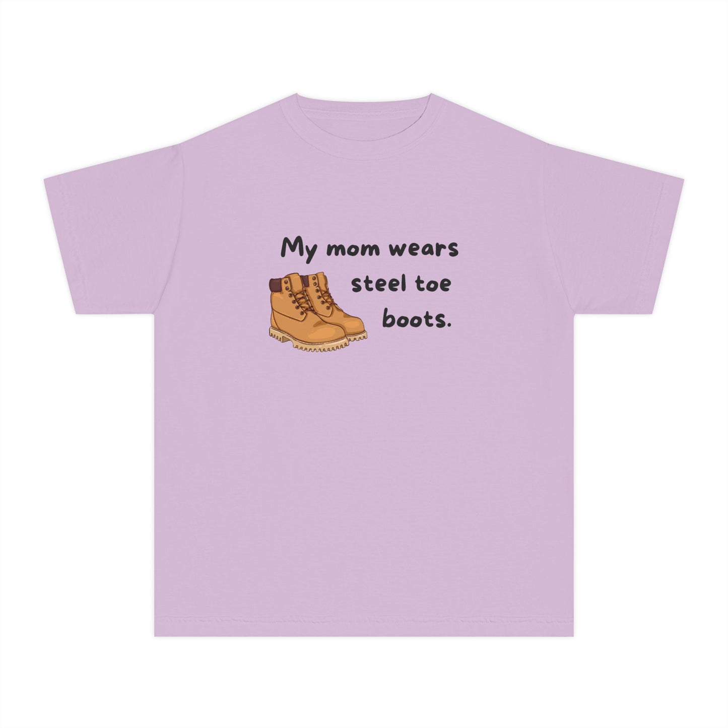 My Mom Wears Steel Toe Boots Youth Tee, Mom Shirt, Kids Workwear Tee, Gift for Boys and Girls, Casual Everyday Wear