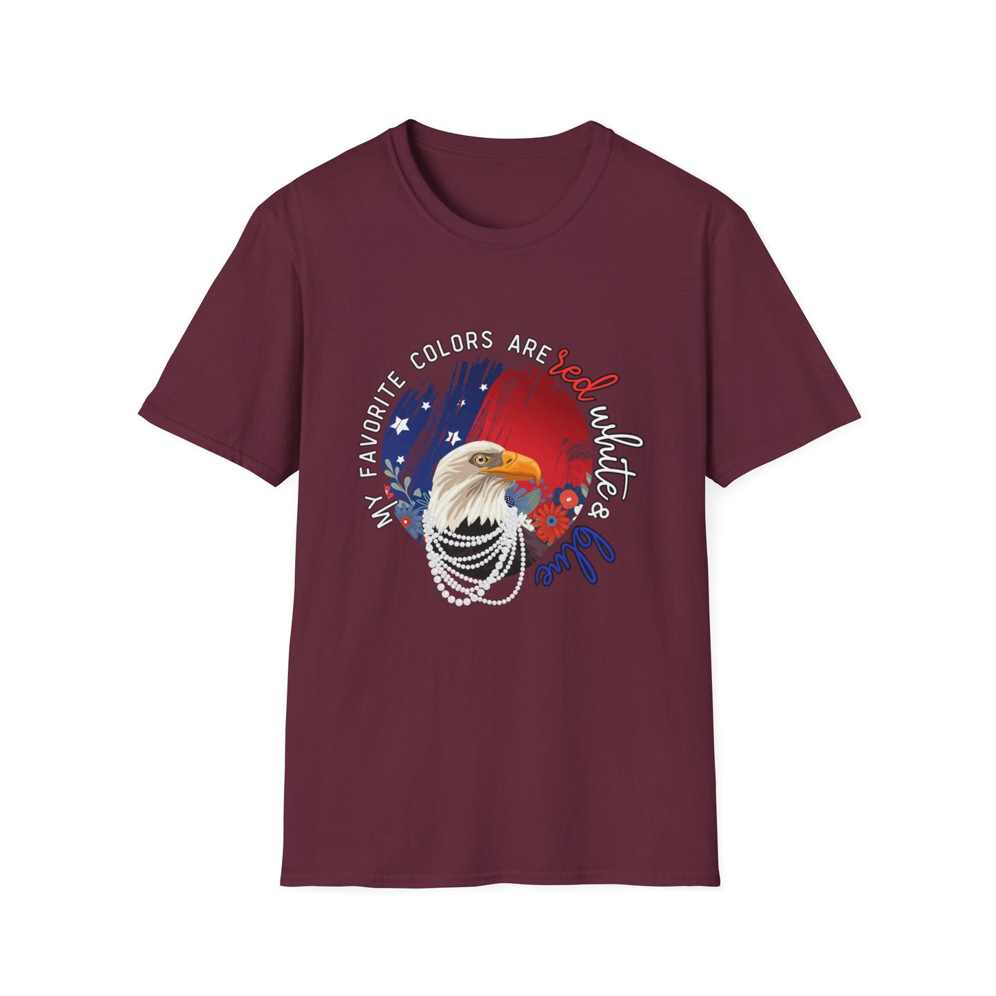 'My Favorite Colors' Red, White, & Blue Unisex fit Softstyle T-Shirt