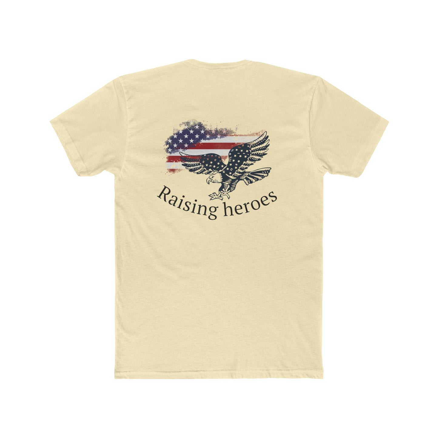 Raising Heroes Unisex Cotton Crew Tee - Vintage American Flag Design, Patriotic Gift, Comfy Tee, Perfect for Celebrations
