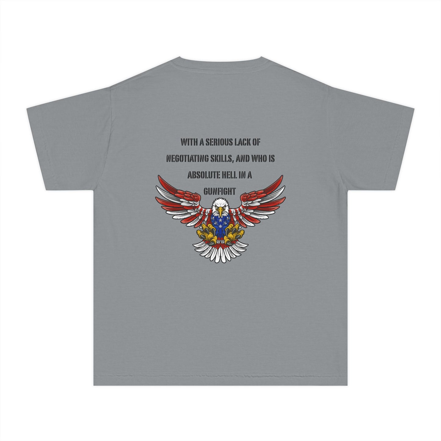 I am protected by a U.S. Soldier Youth Military-Inspired Tee: Proud Supporter Shirt, Patriotic Gift for Kids, Memorial Day, Veterans Day, Family Support Apparel