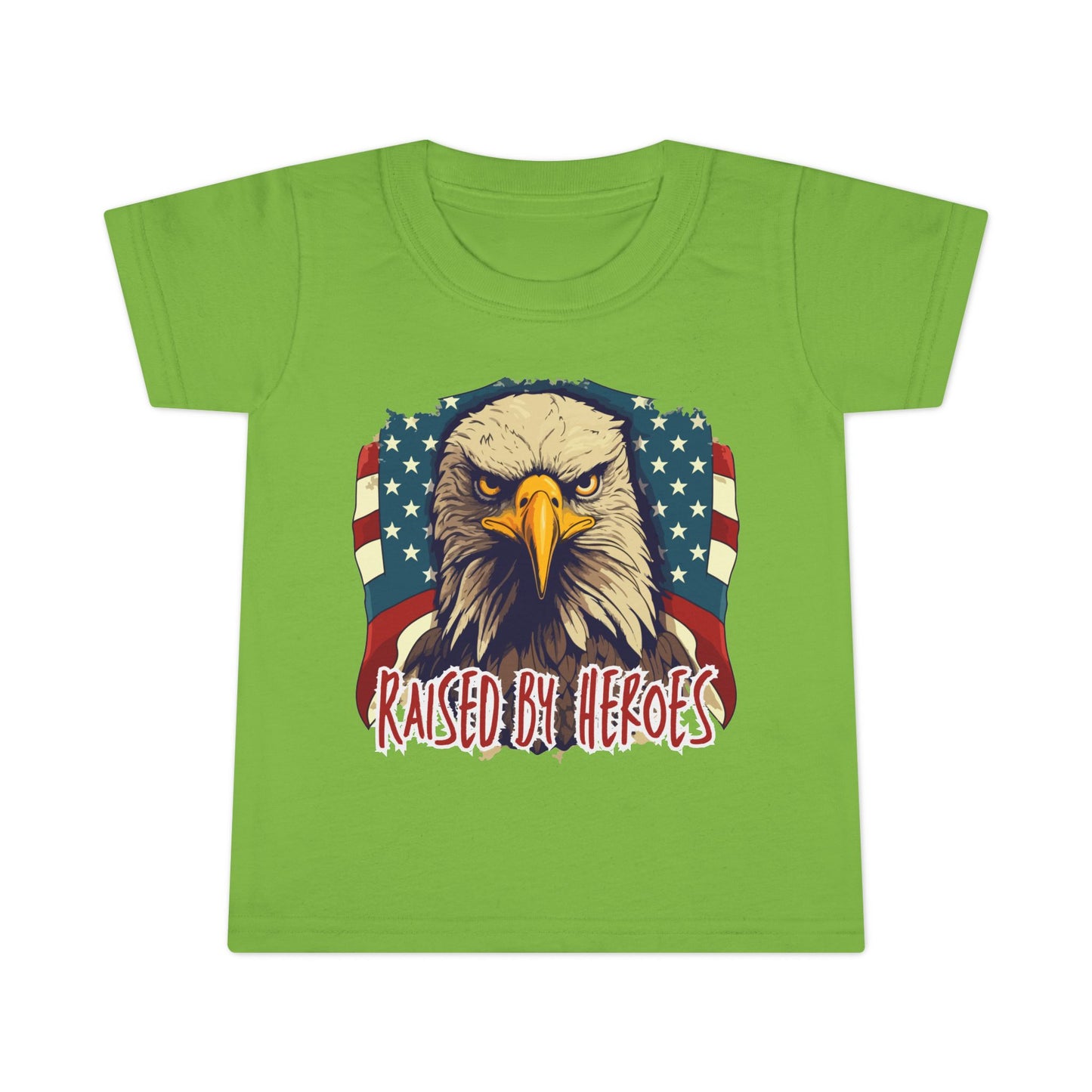 'Raised by Heroes' Patriotic Toddler T-Shirt, Tee for Kids, Eagle Design Shirt, Family Fourth of July Outfit, Gift for Young Patriots