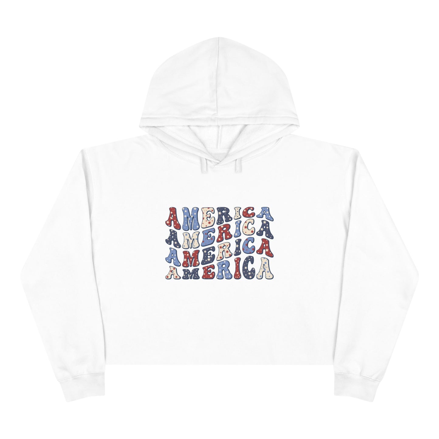 'America' Patriotic Crop Hoodie - Trendy American Spirit Sweatshirt for Summer, Casual Wear, Independence Day, Gifts, Festival Style