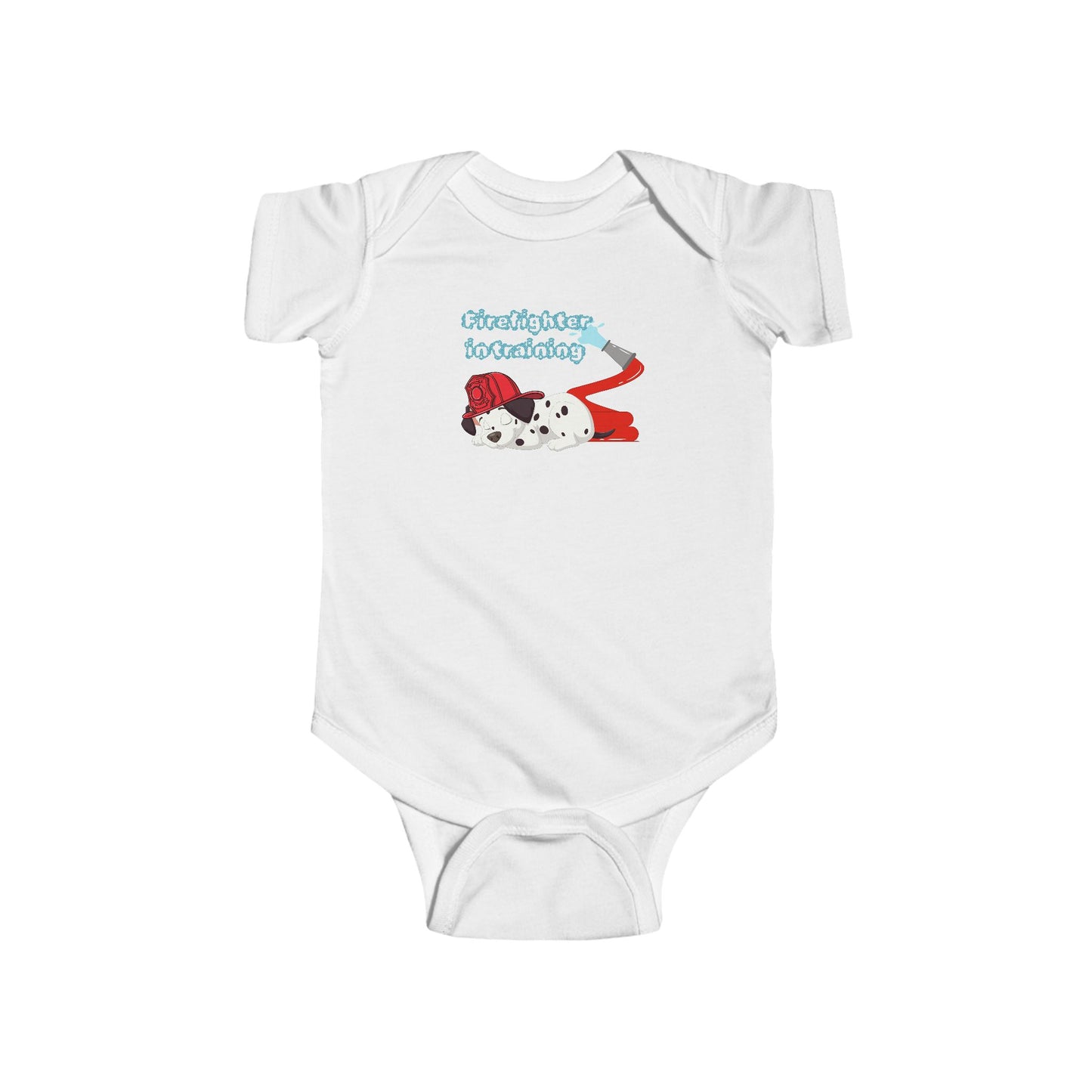 'Firefighter in Training' Infant Bodysuit with Cute Puppy Design, Baby Gift, Toddler Outfit, Newborn Clothes, Animal Lover Apparel