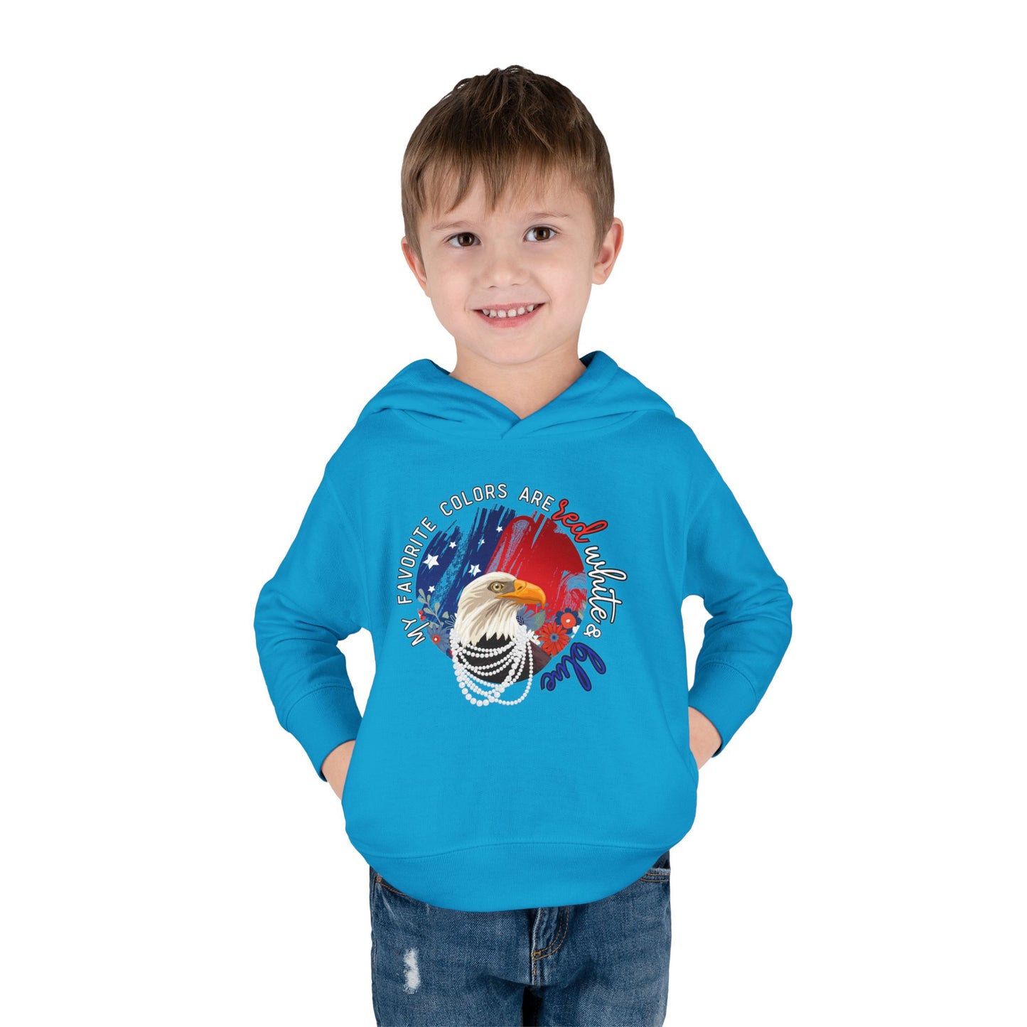 'My Favorite Colors are Red White and Blue' Patriotic Toddler Fleece Pullover Hoodie