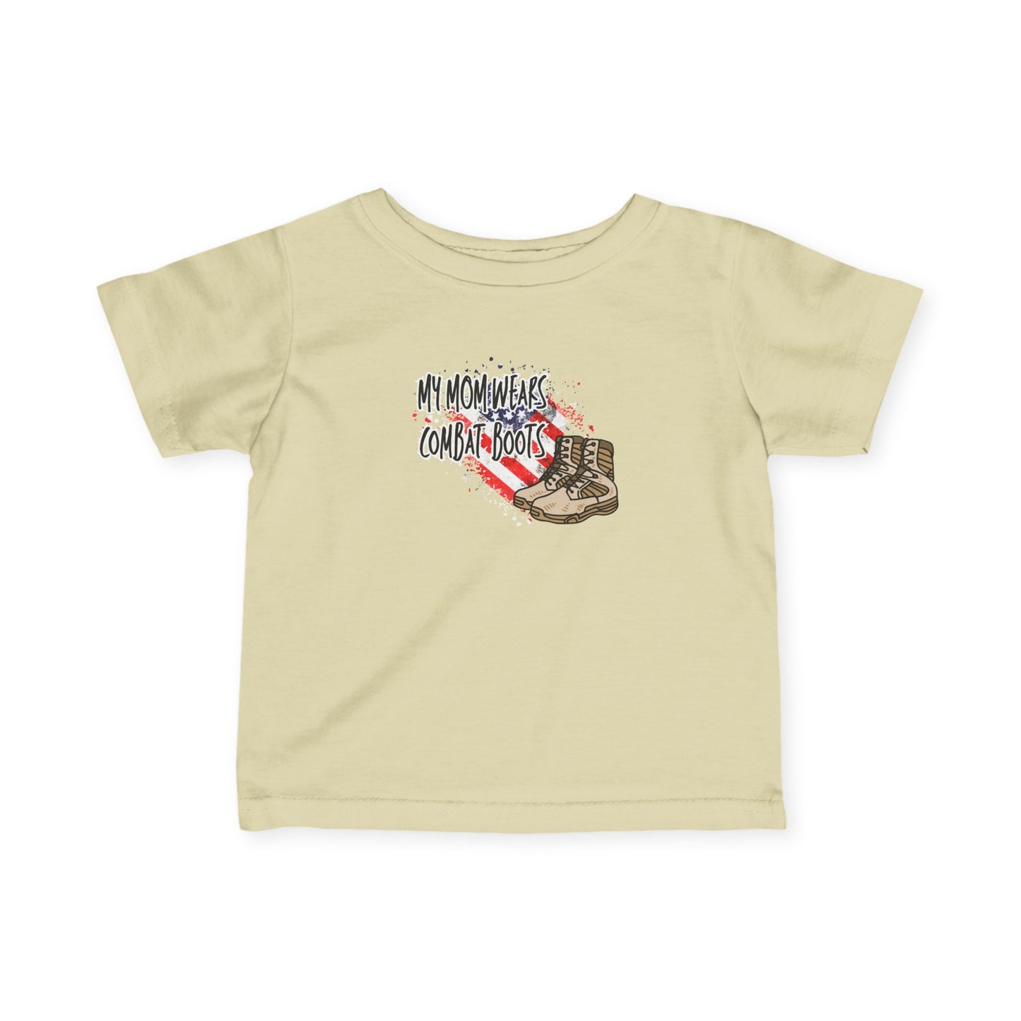 My Mom Wears Combat Boots Infant Tee, Cute Baby Shirt, Toddler Combat T-Shirt, Unique Baby Gift, Military Mom Shirt