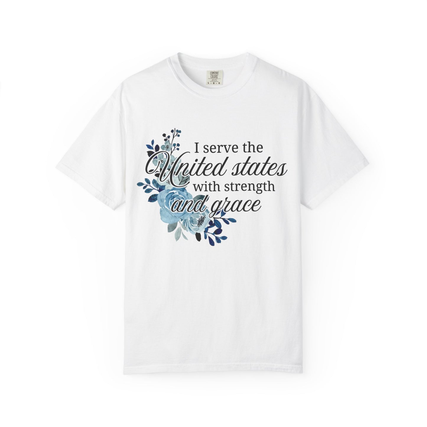 I Serve the United States Patriotic Floral T-Shirt - Veterans Gift, Unisex Casual Wear, Military Appreciation, Independence Day