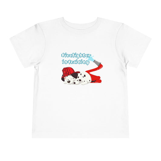 'Firefighter in Training' Toddler Tee, Cute Kids Shirt, Dog Lover Gift, Birthday, Playtime, Preschool, Summer Outfit