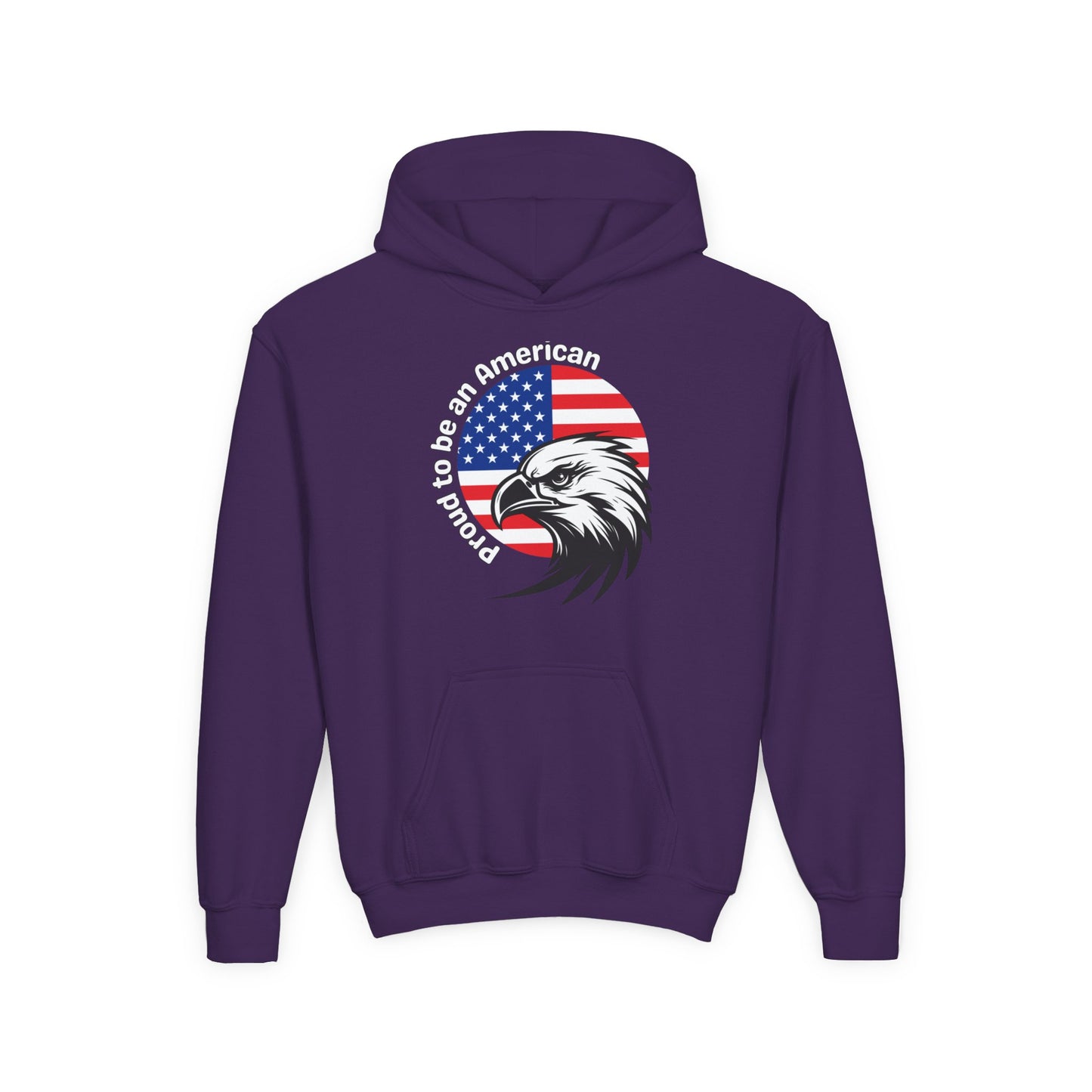 'Proud to be an American' Youth Eagle Patriot Hoodie, American Flag Sweatshirt, Perfect for Veterans Day, Gift for Patriotic Teens, USA Pride Apparel