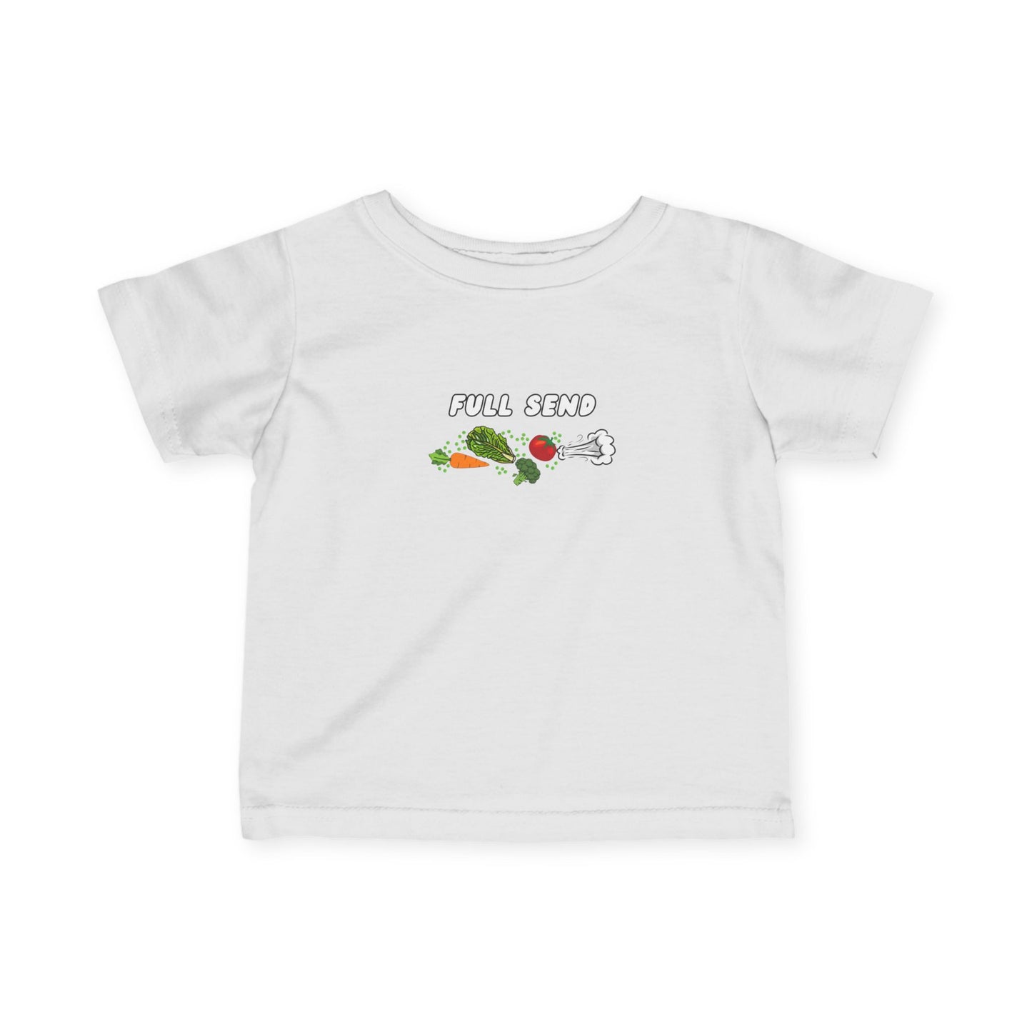 'Full Send' Playful Vegetable Theme Infant Tee, Cute Kids T-Shirt, Baby Shower Gift, Summer Apparel, Toddler Outfit