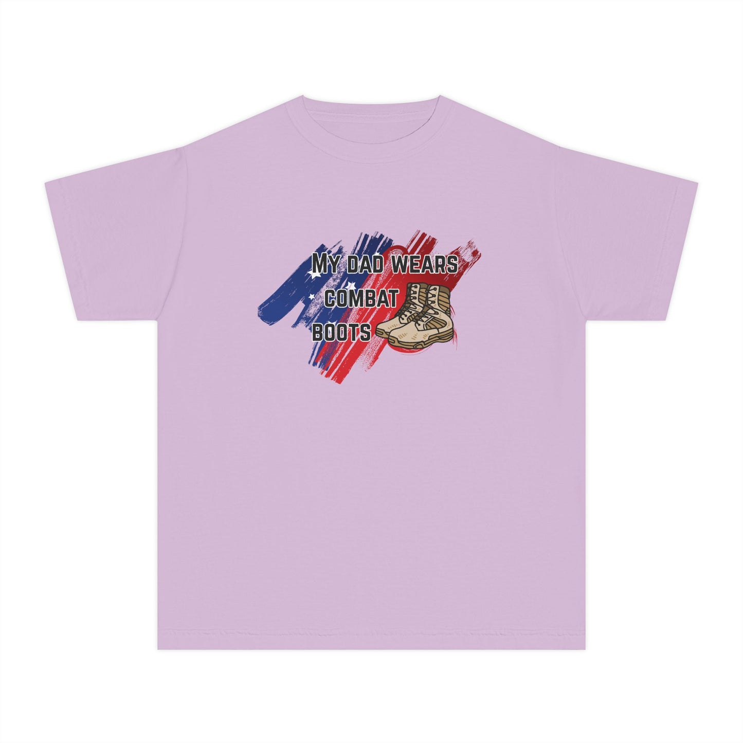 'My Dad Wears Combat Boots' Youth Tee - Military Apparel, Military Kids Shirt, Patriotic Gift, Veteran's Day