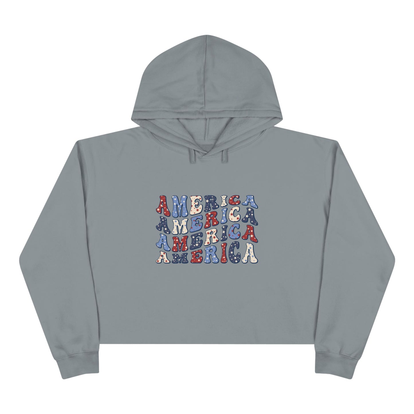 'America' Patriotic Crop Hoodie - Trendy American Spirit Sweatshirt for Summer, Casual Wear, Independence Day, Gifts, Festival Style