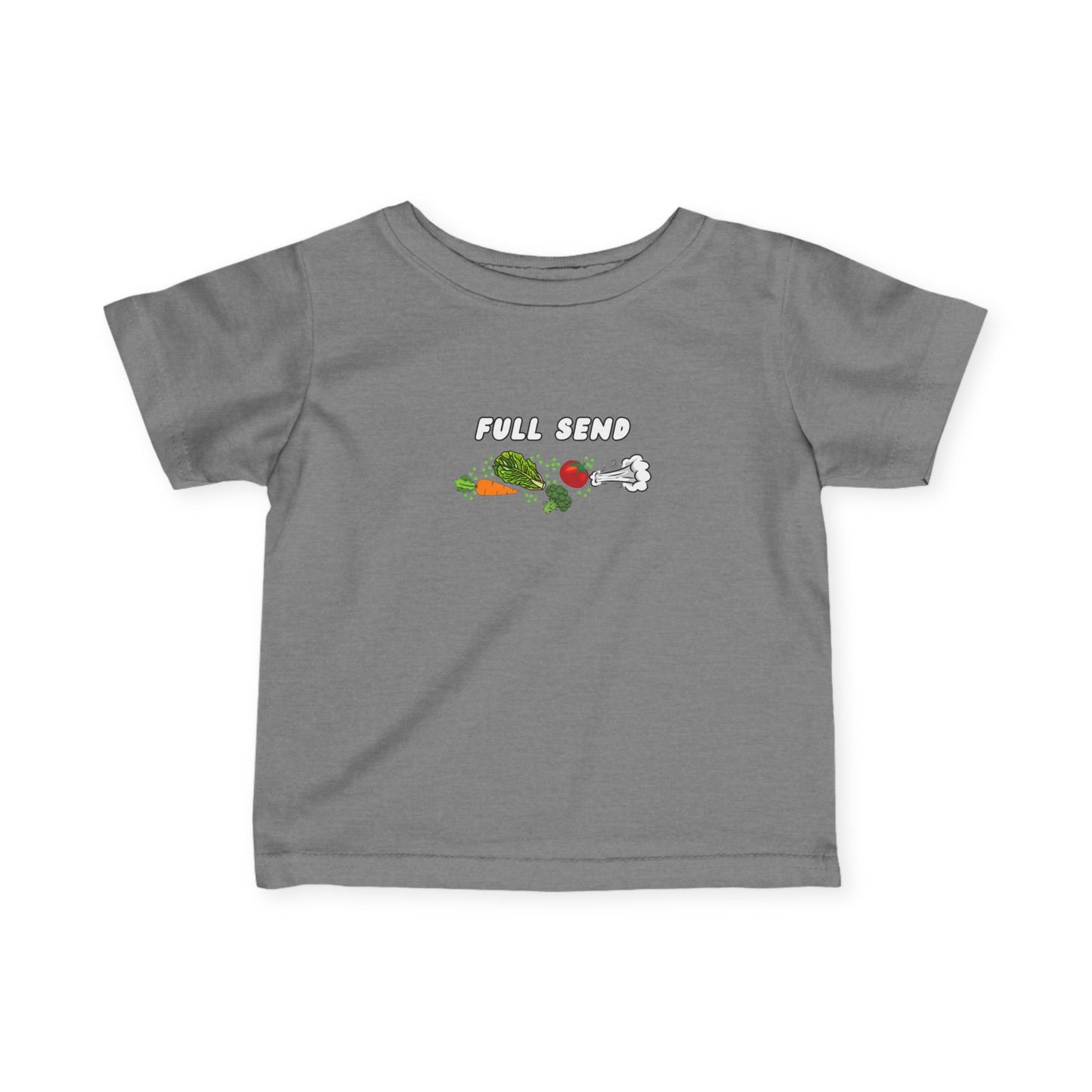 'Full Send' Playful Vegetable Theme Infant Tee, Cute Kids T-Shirt, Baby Shower Gift, Summer Apparel, Toddler Outfit