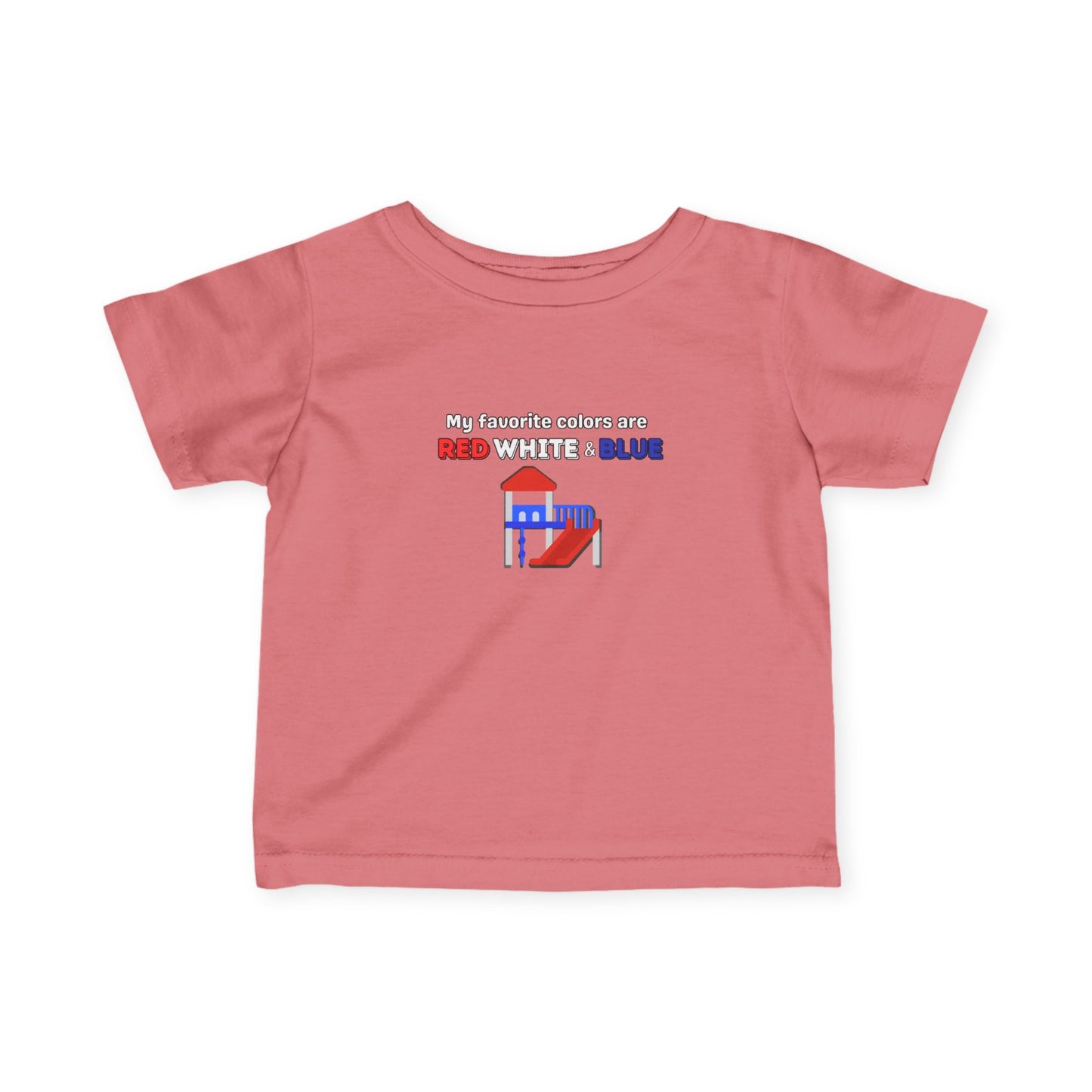 'My Favorite Colors are Red White Blue' Infant Fine Jersey Tee with Red and Blue Design - Cute Baby Shirt, Toddler T-Shirt, Summer Outfit, Baby Gift, 4th of July Apparel
