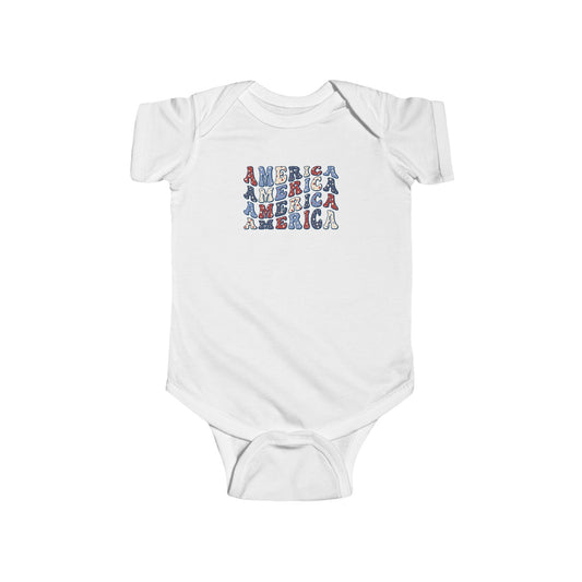'America' Design Cute Infant Bodysuit - Perfect for July 4th, Baby Shower Gift, Toddler Apparel, Little Patriot, Everyday Wear