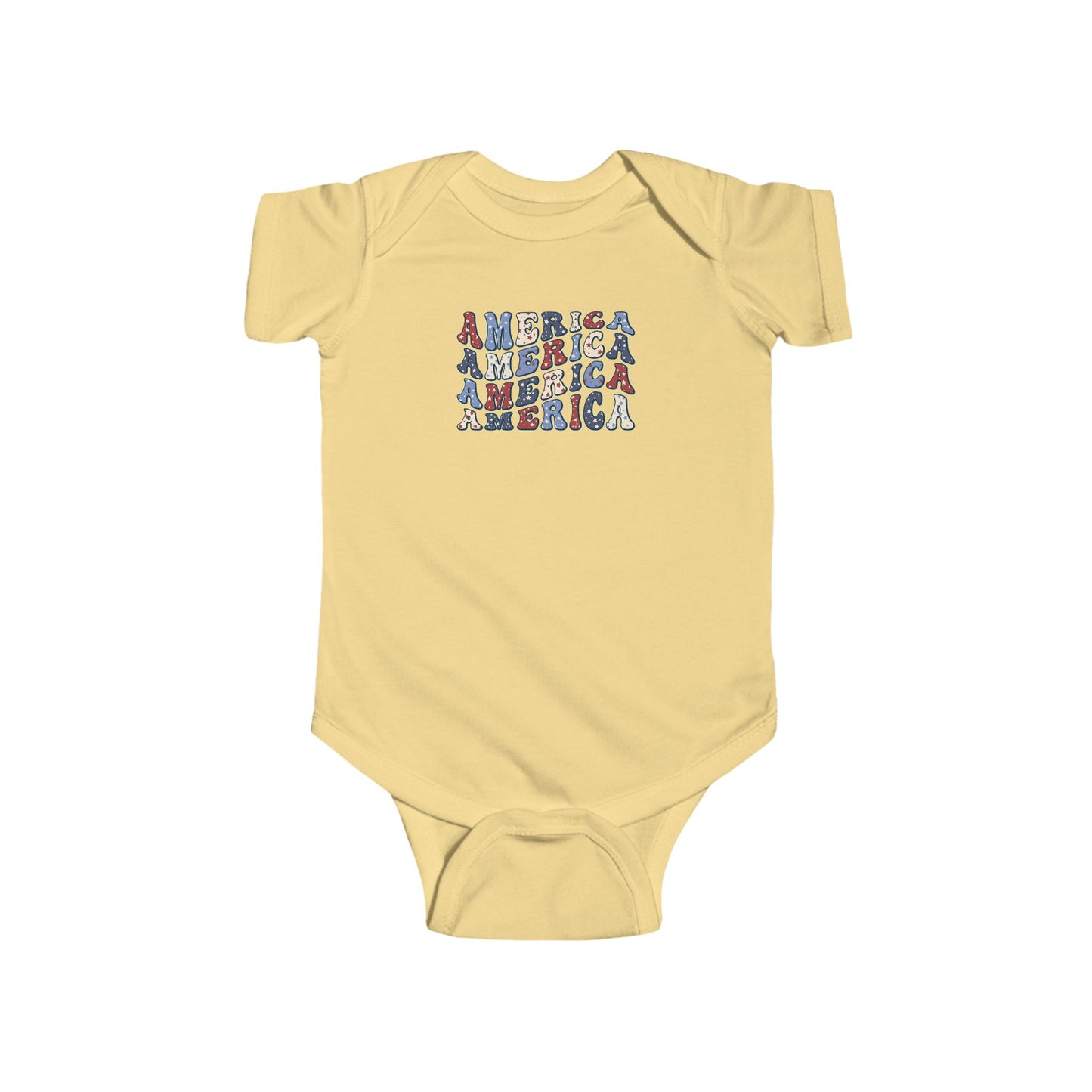 'America' Design Cute Infant Bodysuit - Perfect for July 4th, Baby Shower Gift, Toddler Apparel, Little Patriot, Everyday Wear