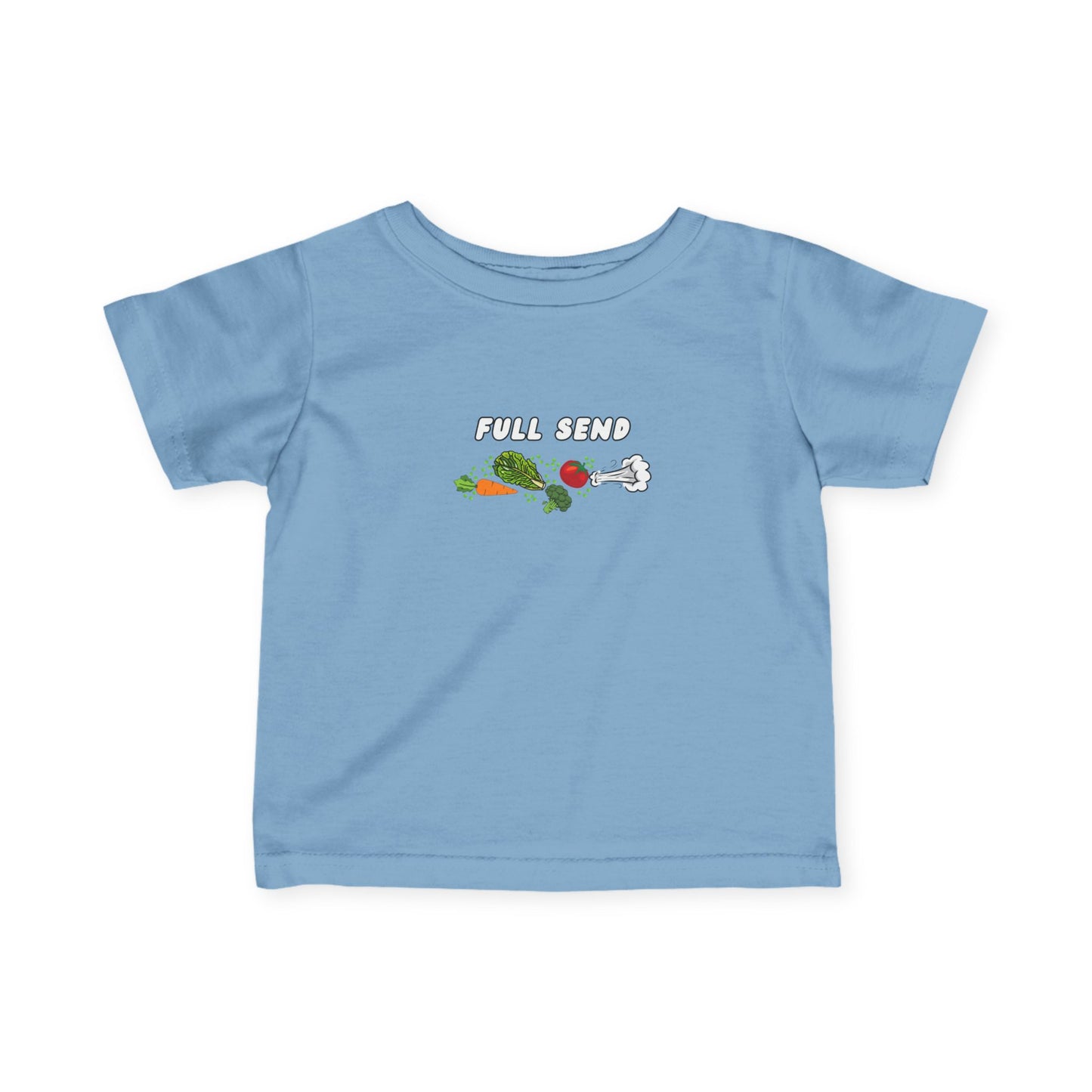 'Full Send' Playful Vegetable Theme Infant Tee, Cute Kids T-Shirt, Baby Shower Gift, Summer Apparel, Toddler Outfit