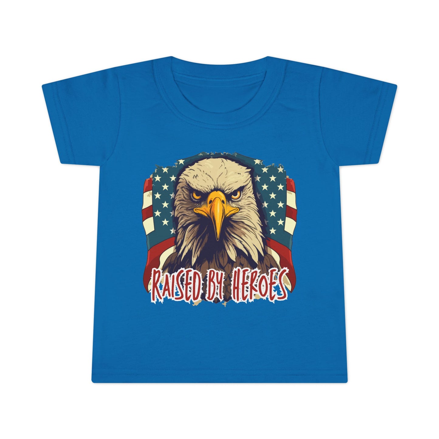 'Raised by Heroes' Patriotic Toddler T-Shirt, Tee for Kids, Eagle Design Shirt, Family Fourth of July Outfit, Gift for Young Patriots