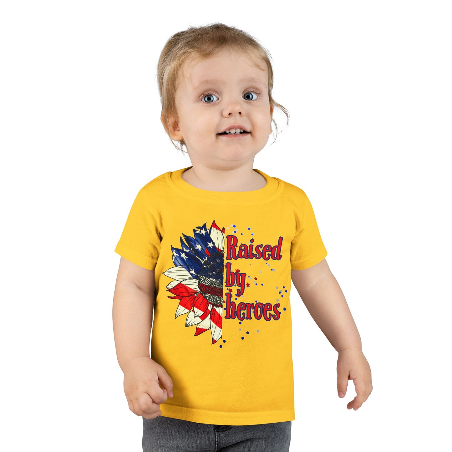 'Raised by Heroes' Toddler T-Shirt | Patriotic Kids Tee | Independence Day Gift, Memorial Day Outfit, Proud Family Apparel, Everyday Wear