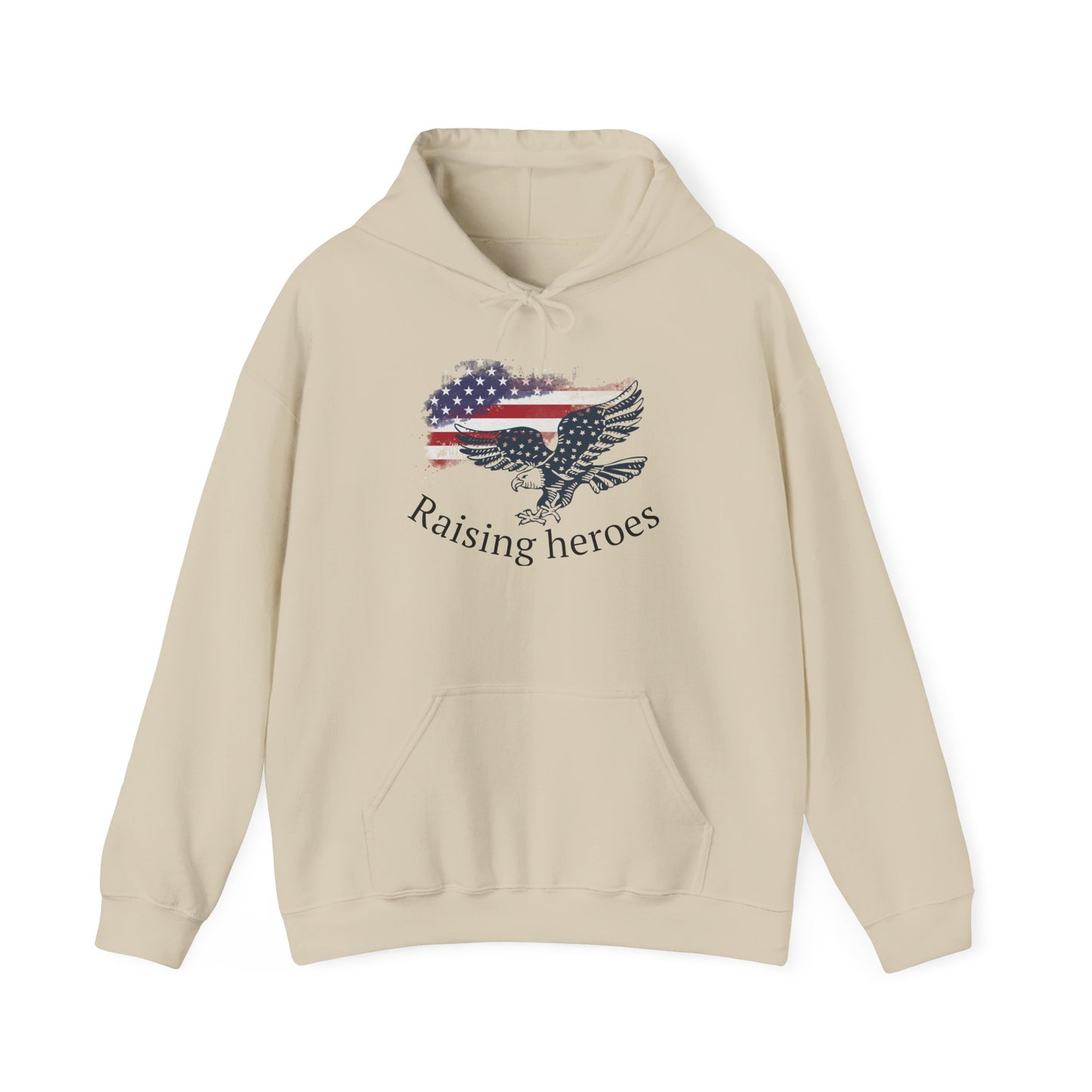 'Raising Heroes' Eagle Hoodie - Patriotic Apparel, Flag Clothing, Unisex Casual Wear, Gift for Military/Law Enforcement Families