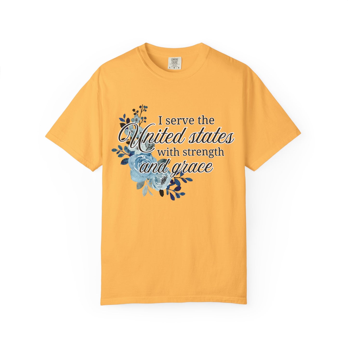 I Serve the United States Patriotic Floral T-Shirt - Veterans Gift, Unisex Casual Wear, Military Appreciation, Independence Day