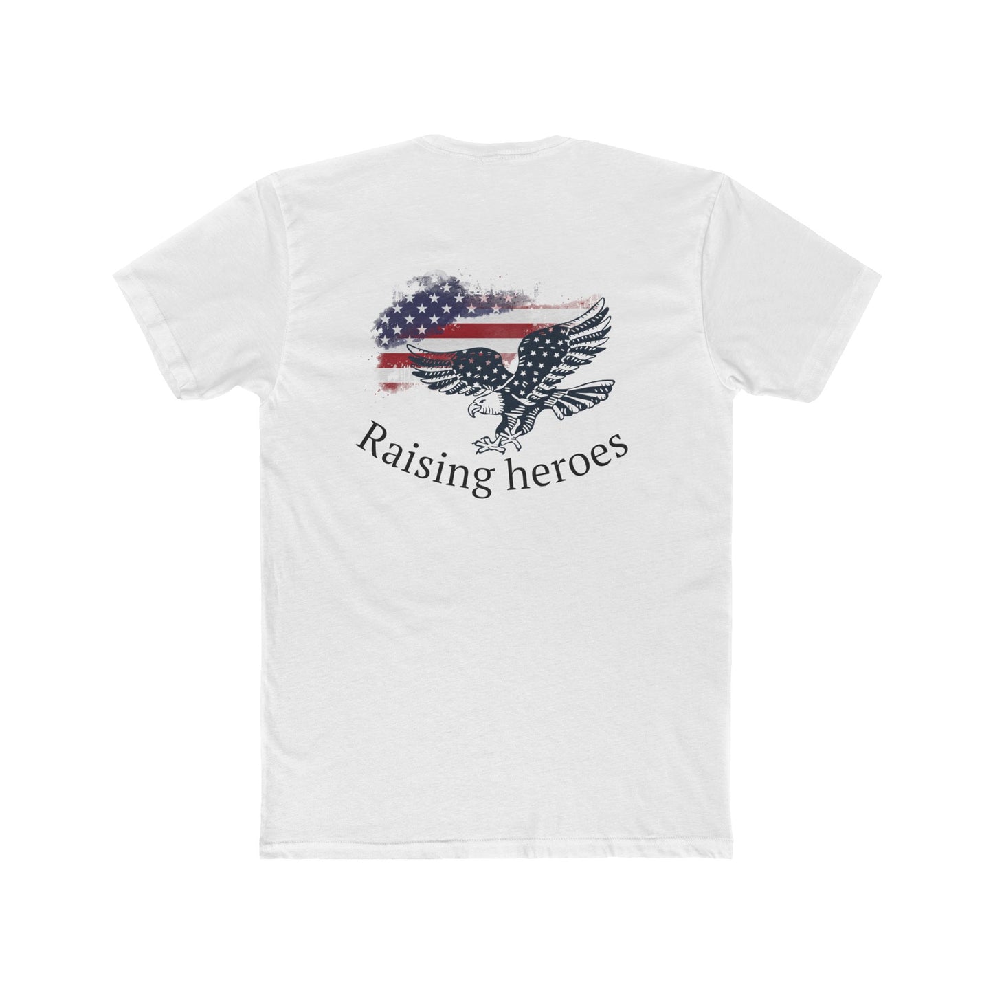 Raising Heroes Unisex Cotton Crew Tee - Vintage American Flag Design, Patriotic Gift, Comfy Tee, Perfect for Celebrations