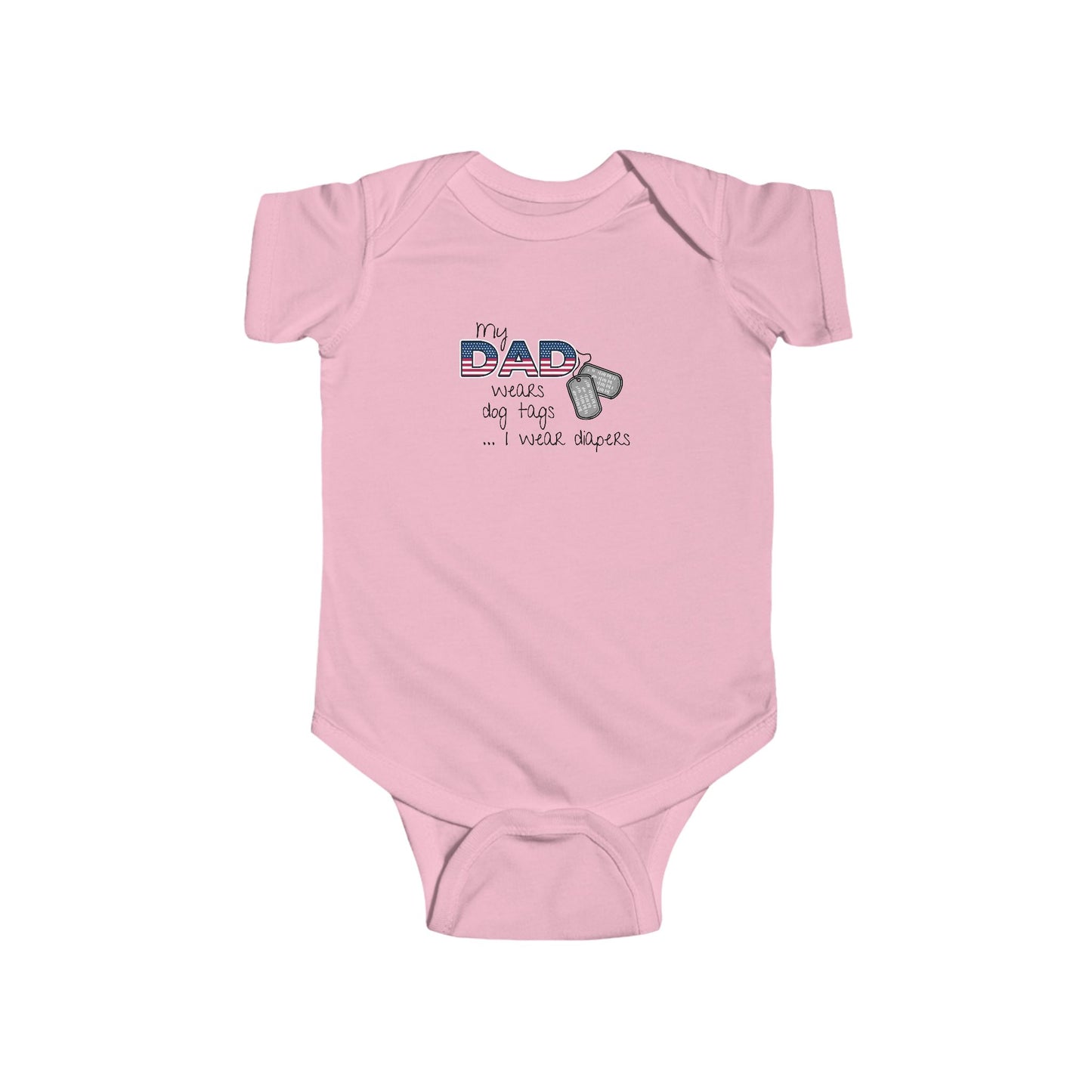 My Dad Wears Dog Tags Funny Bodysuit for Infants, Baby Shower Gift, New Parent Essential, Cute Baby Clothes, Humorous Baby Outfit