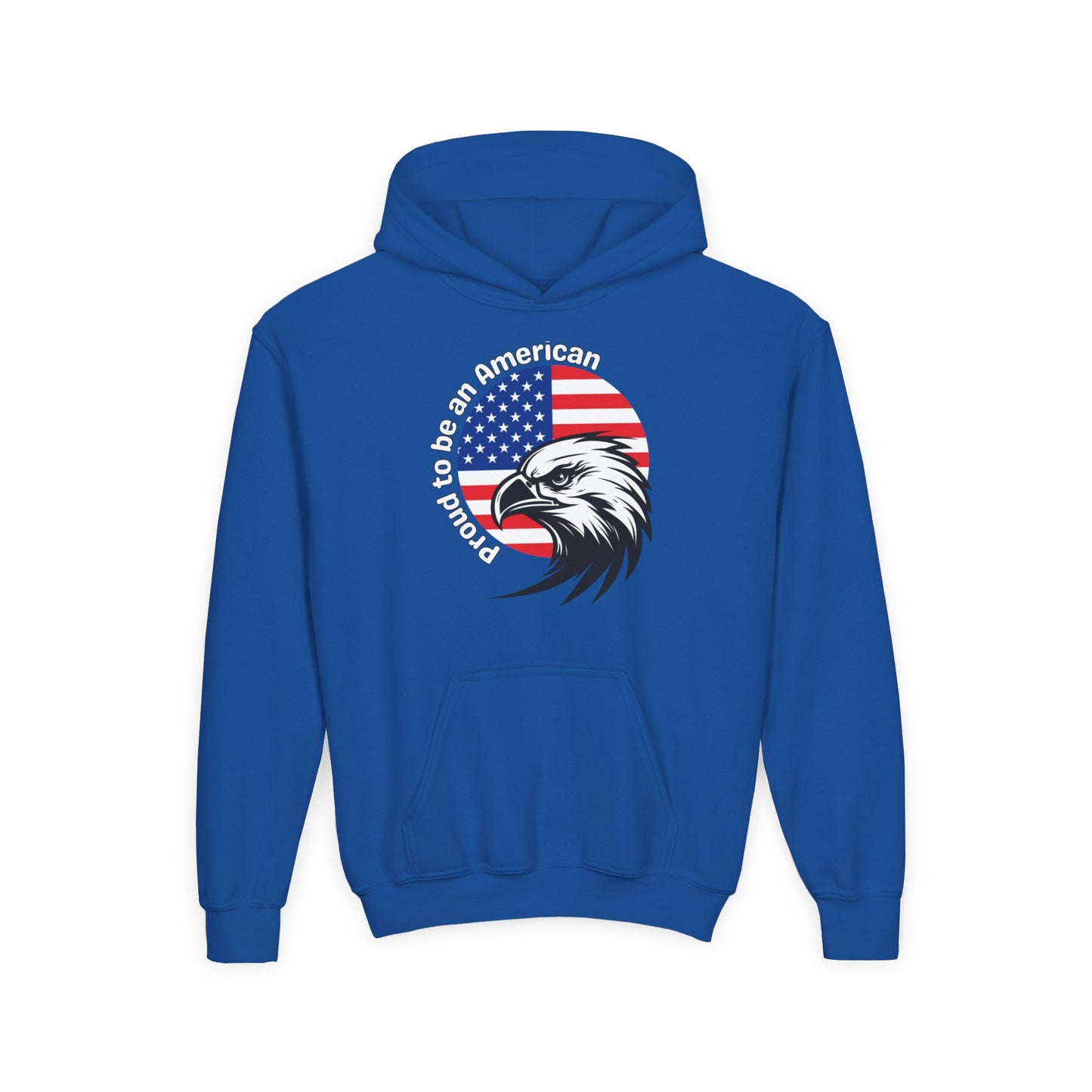 'Proud to be an American' Youth Eagle Patriot Hoodie, American Flag Sweatshirt, Perfect for Veterans Day, Gift for Patriotic Teens, USA Pride Apparel