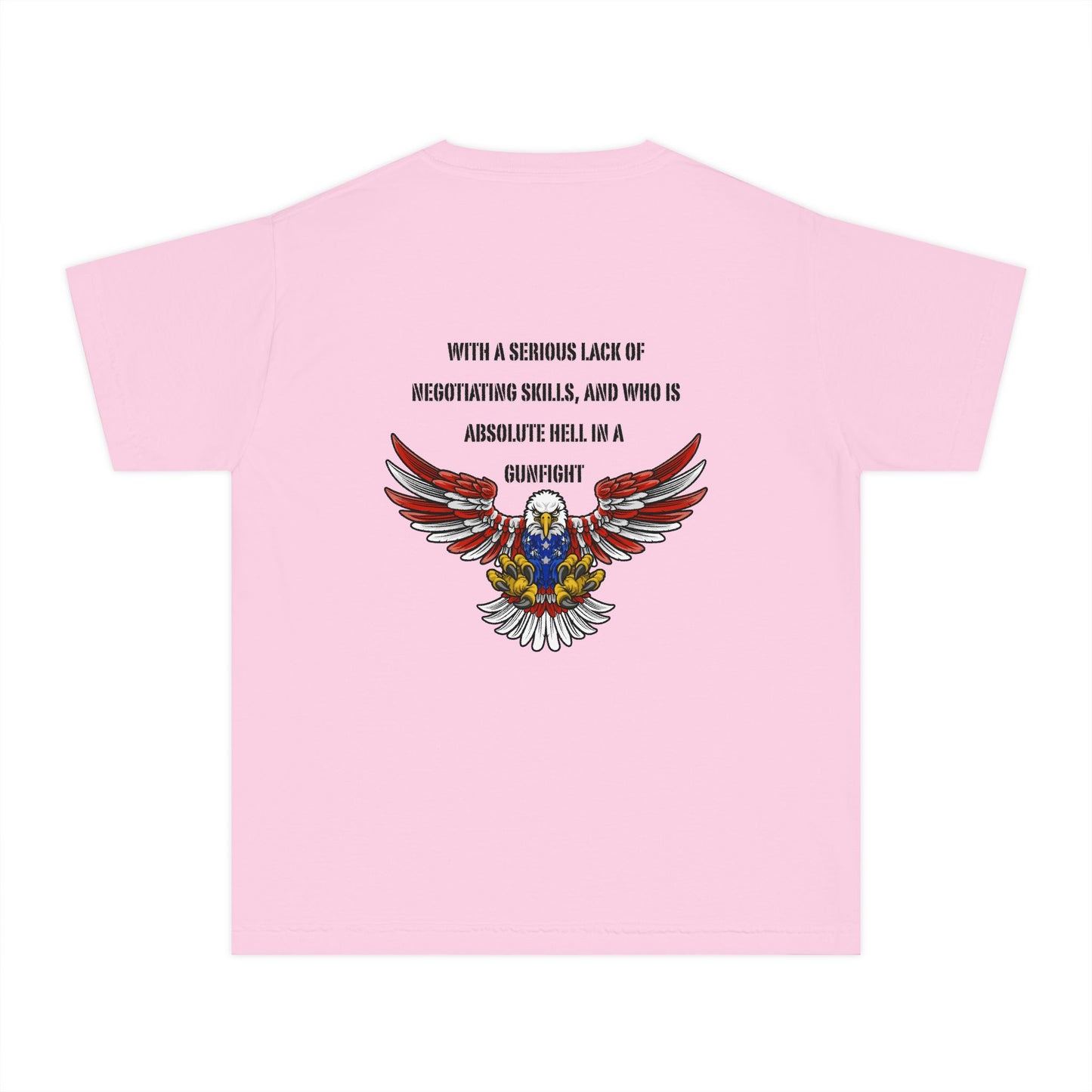 I am protected by a U.S. Soldier Youth Military-Inspired Tee: Proud Supporter Shirt, Patriotic Gift for Kids, Memorial Day, Veterans Day, Family Support Apparel