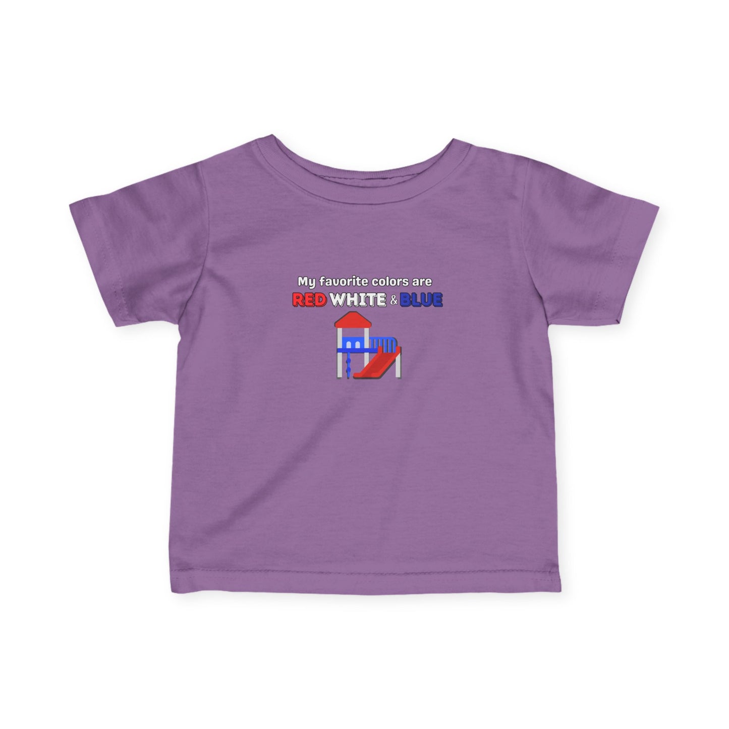 'My Favorite Colors are Red White Blue' Infant Fine Jersey Tee with Red and Blue Design - Cute Baby Shirt, Toddler T-Shirt, Summer Outfit, Baby Gift, 4th of July Apparel