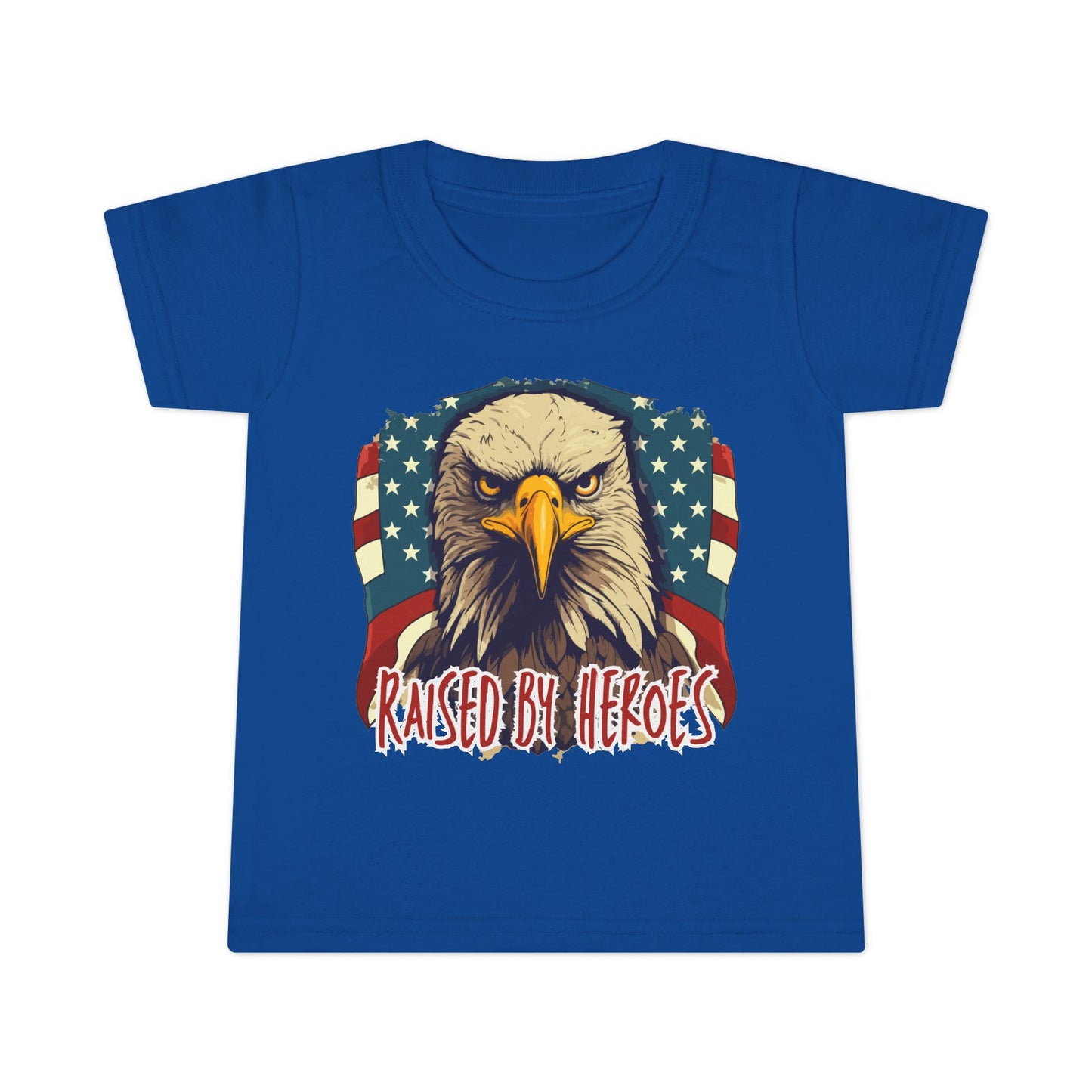 'Raised by Heroes' Patriotic Toddler T-Shirt, Tee for Kids, Eagle Design Shirt, Family Fourth of July Outfit, Gift for Young Patriots