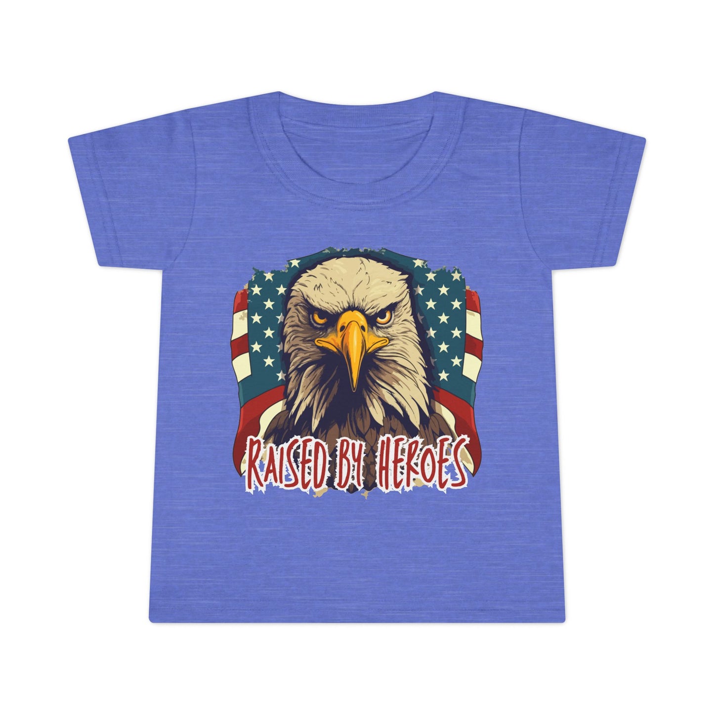 'Raised by Heroes' Patriotic Toddler T-Shirt, Tee for Kids, Eagle Design Shirt, Family Fourth of July Outfit, Gift for Young Patriots