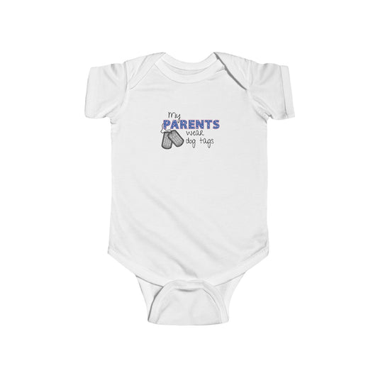 "My Parents Wear Dog Tags" Baby Bodysuit - Cute Gift for New military Parents