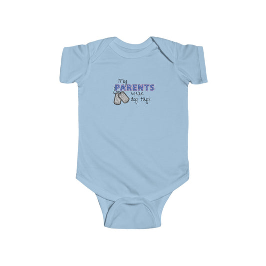 "My Parents Wear Dog Tags" Baby Bodysuit - Cute Gift for New military Parents