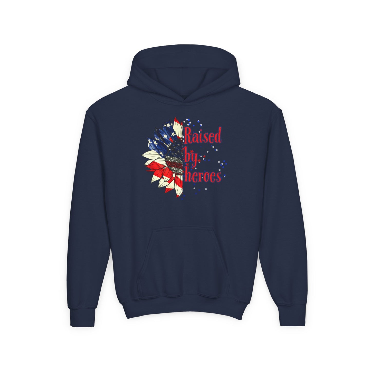 'Raised by Heroes' Youth hoodie, Gift for Kids, Memorial Day, Independence Day, Comfort Wear, Youth Apparel