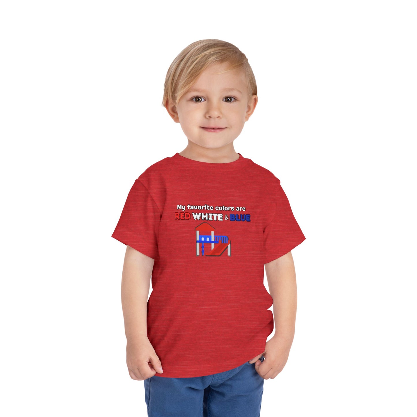 My Favorite Colors are Red White and Blue - Patriotic Toddler Tee with Fun Colors, Kids Independence Day Shirt, Toddler Summer Outfit, Boys & Girls Tee