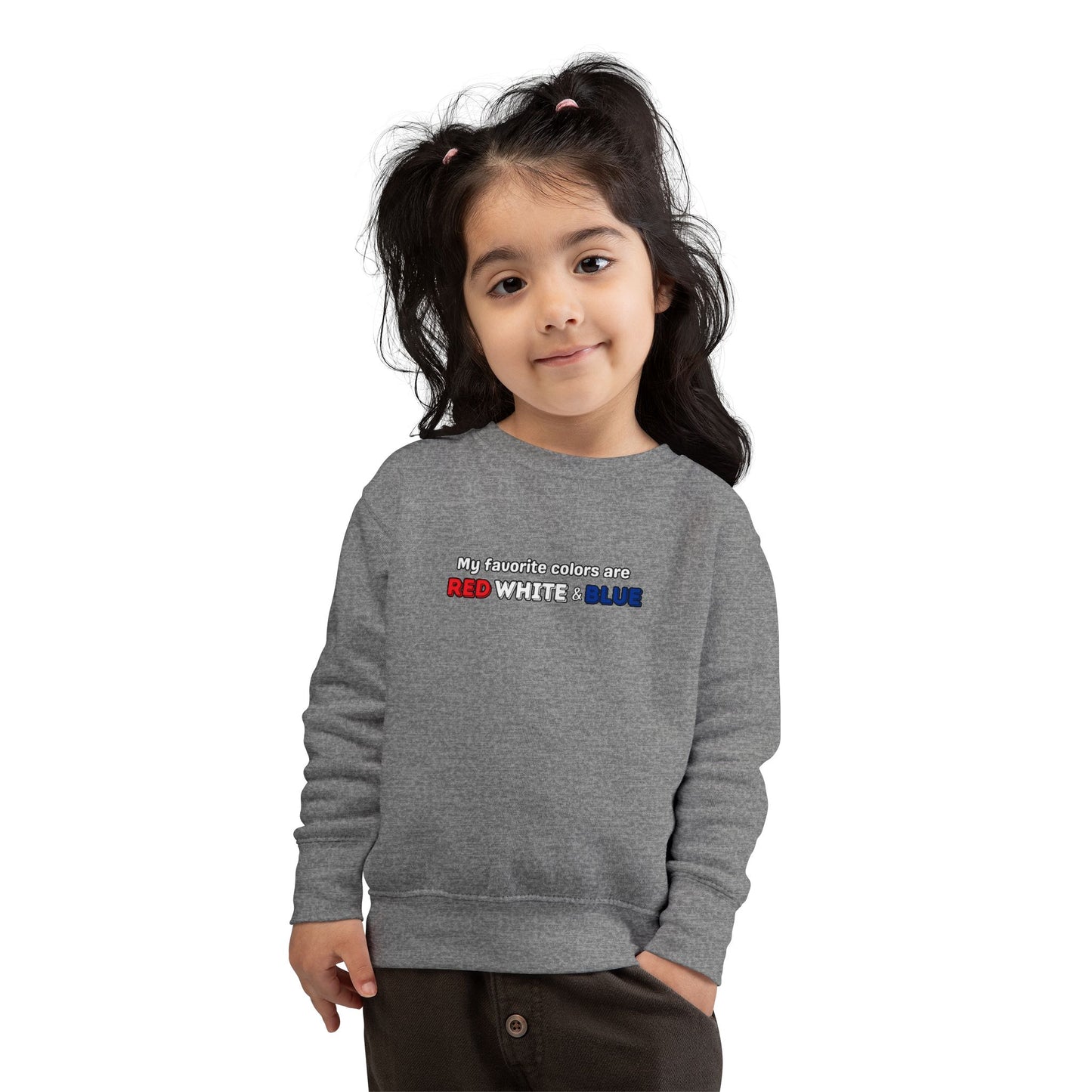 'My Favorite Colors Are Red White Blue' Patriotic Toddler Sweatshirt - American Pride, 4th of July, Kids Apparel, Holiday Gift