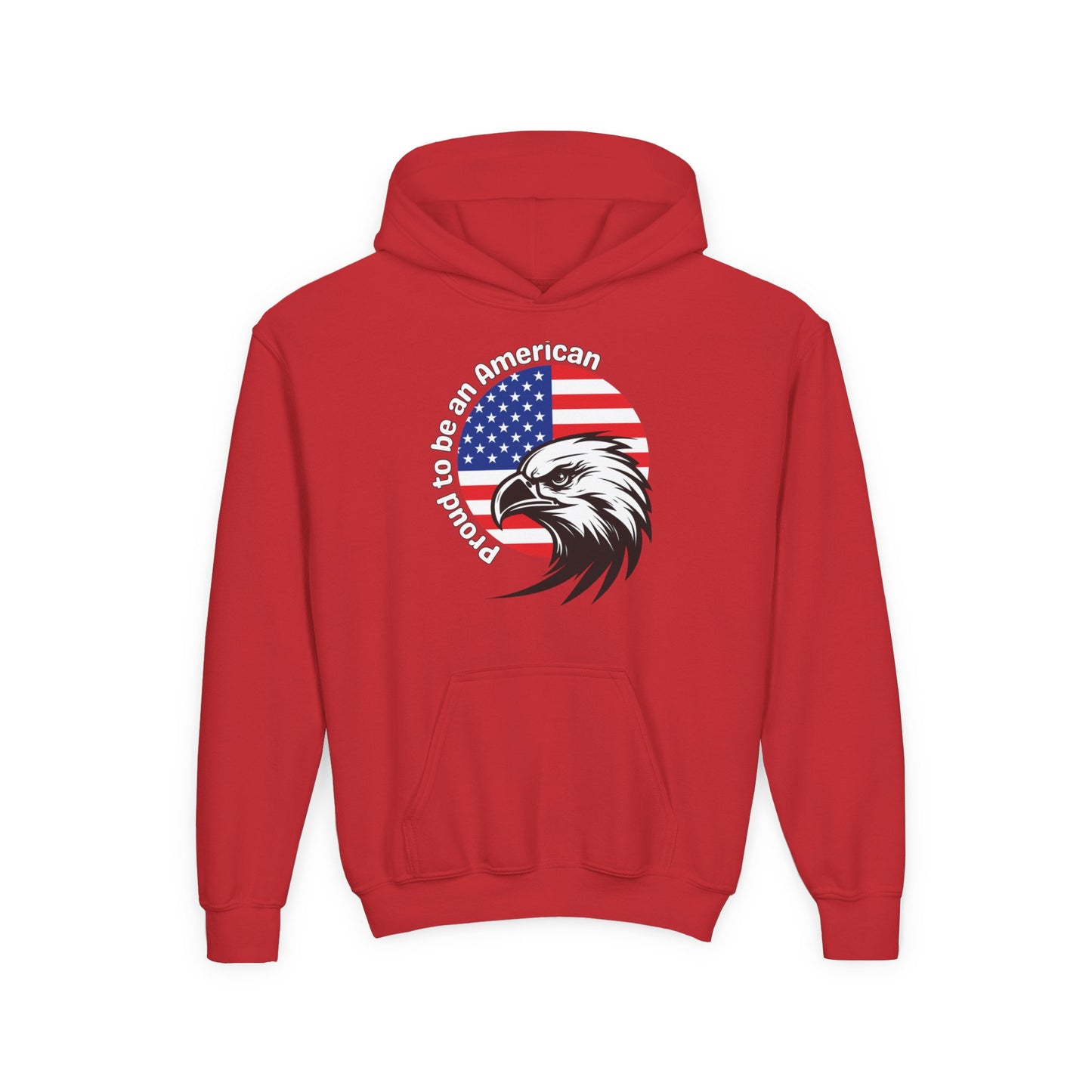 'Proud to be an American' Youth Eagle Patriot Hoodie, American Flag Sweatshirt, Perfect for Veterans Day, Gift for Patriotic Teens, USA Pride Apparel