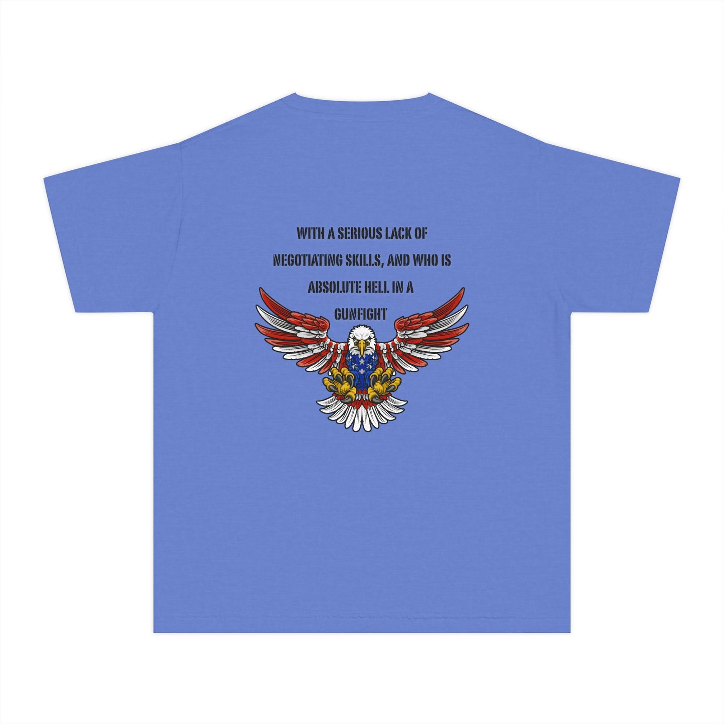 I am protected by a U.S. Soldier Youth Military-Inspired Tee: Proud Supporter Shirt, Patriotic Gift for Kids, Memorial Day, Veterans Day, Family Support Apparel