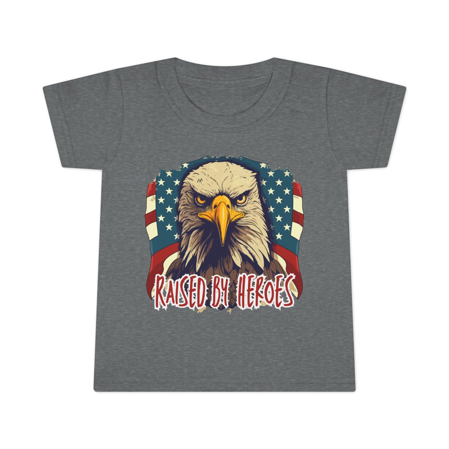 'Raised by Heroes' Patriotic Toddler T-Shirt, Tee for Kids, Eagle Design Shirt, Family Fourth of July Outfit, Gift for Young Patriots