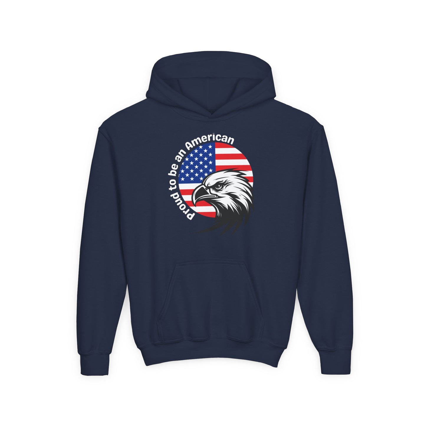 'Proud to be an American' Youth Eagle Patriot Hoodie, American Flag Sweatshirt, Perfect for Veterans Day, Gift for Patriotic Teens, USA Pride Apparel