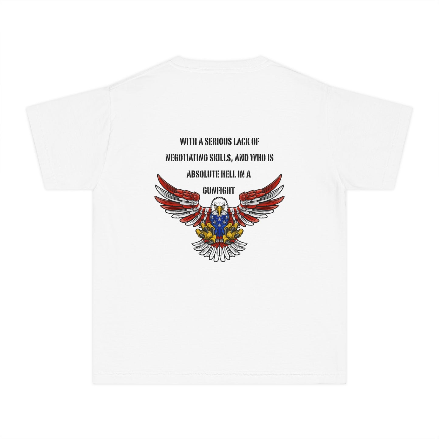 I am protected by a U.S. Soldier Youth Military-Inspired Tee: Proud Supporter Shirt, Patriotic Gift for Kids, Memorial Day, Veterans Day, Family Support Apparel