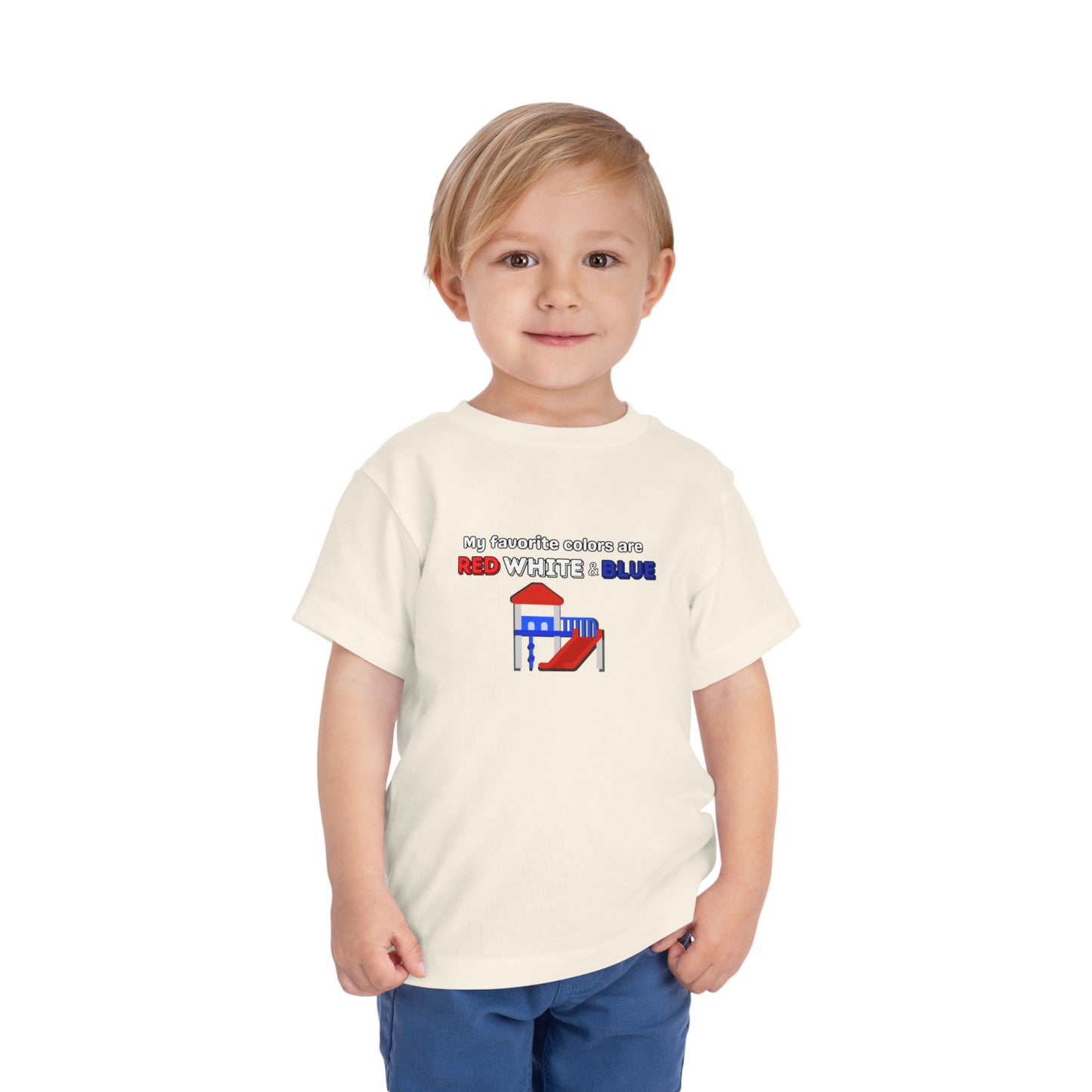 My Favorite Colors are Red White and Blue - Patriotic Toddler Tee with Fun Colors, Kids Independence Day Shirt, Toddler Summer Outfit, Boys & Girls Tee