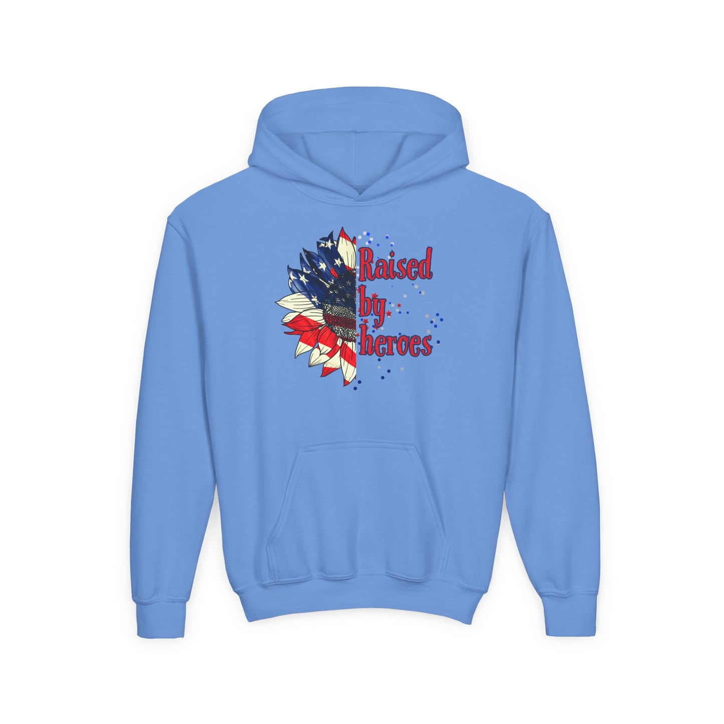'Raised by Heroes' Youth hoodie, Gift for Kids, Memorial Day, Independence Day, Comfort Wear, Youth Apparel