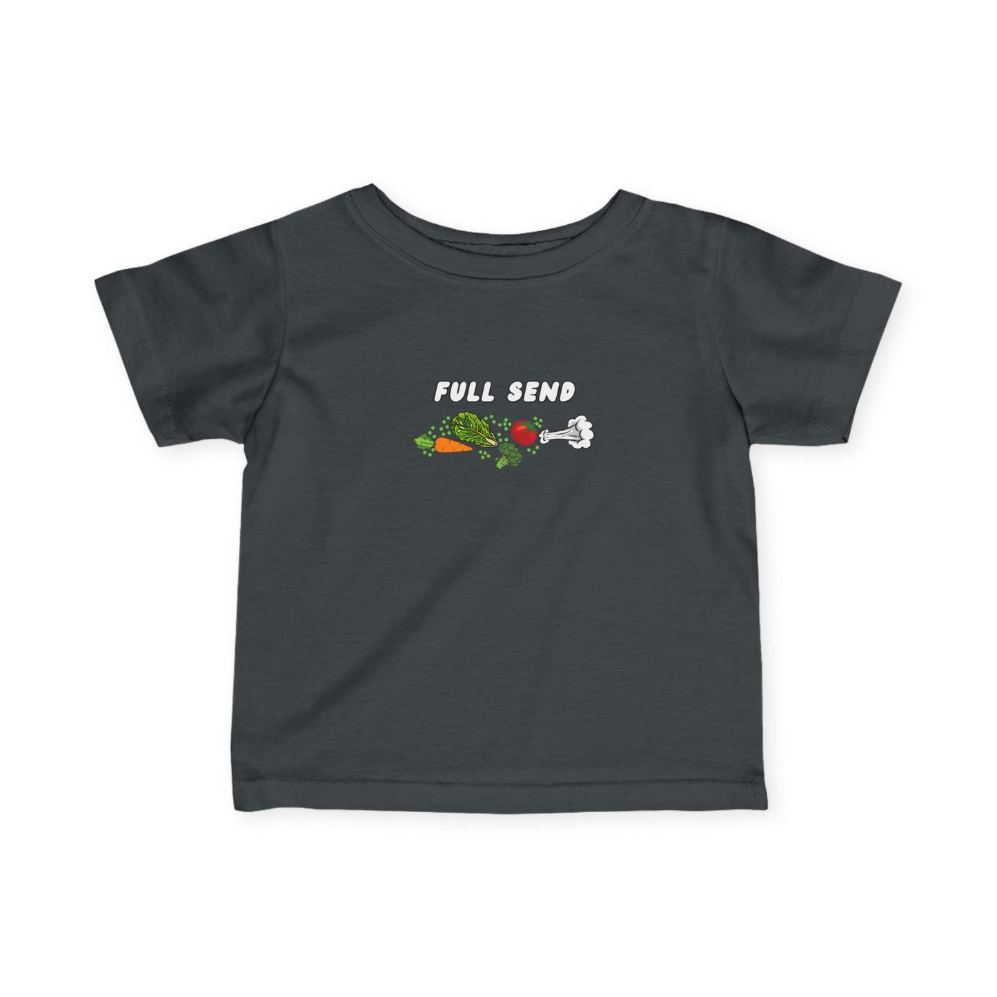 'Full Send' Playful Vegetable Theme Infant Tee, Cute Kids T-Shirt, Baby Shower Gift, Summer Apparel, Toddler Outfit