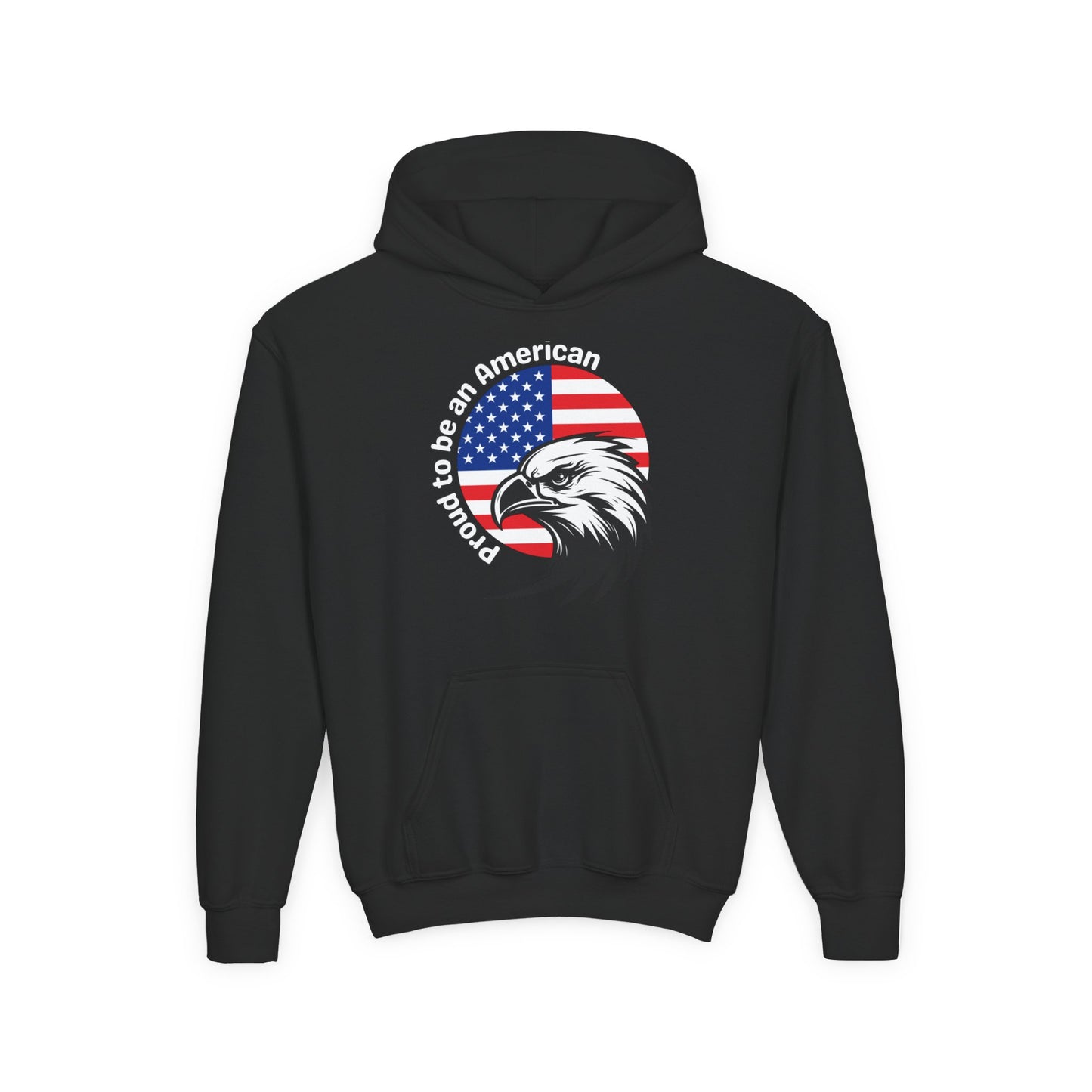 'Proud to be an American' Youth Eagle Patriot Hoodie, American Flag Sweatshirt, Perfect for Veterans Day, Gift for Patriotic Teens, USA Pride Apparel