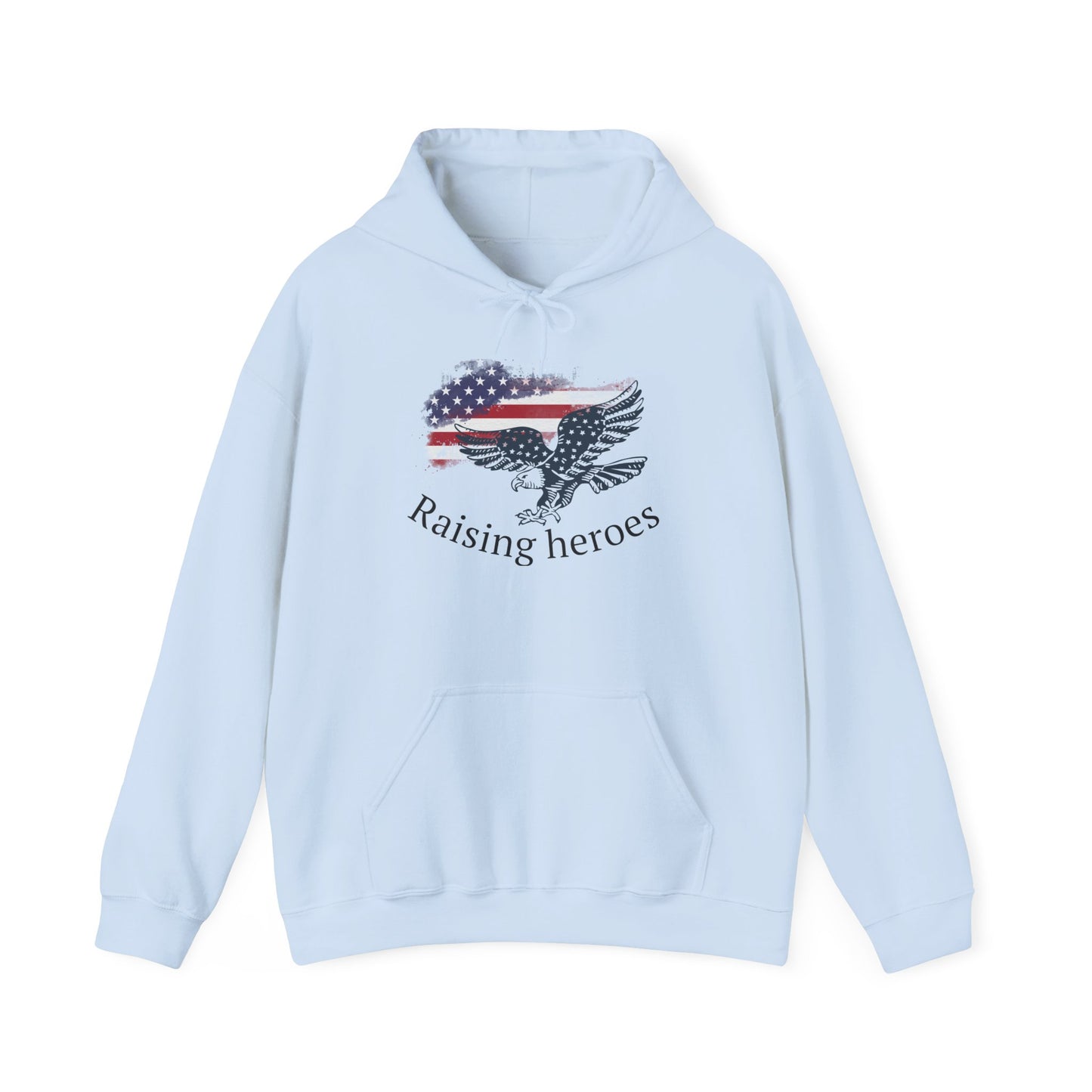 'Raising Heroes' Eagle Hoodie - Patriotic Apparel, Flag Clothing, Unisex Casual Wear, Gift for Military/Law Enforcement Families