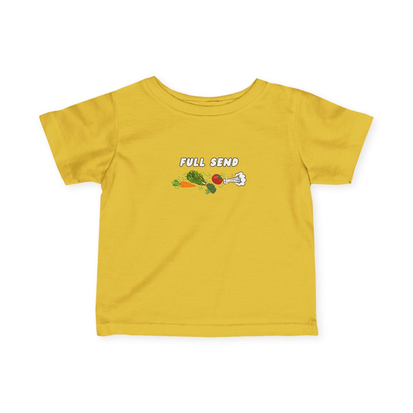 'Full Send' Playful Vegetable Theme Infant Tee, Cute Kids T-Shirt, Baby Shower Gift, Summer Apparel, Toddler Outfit