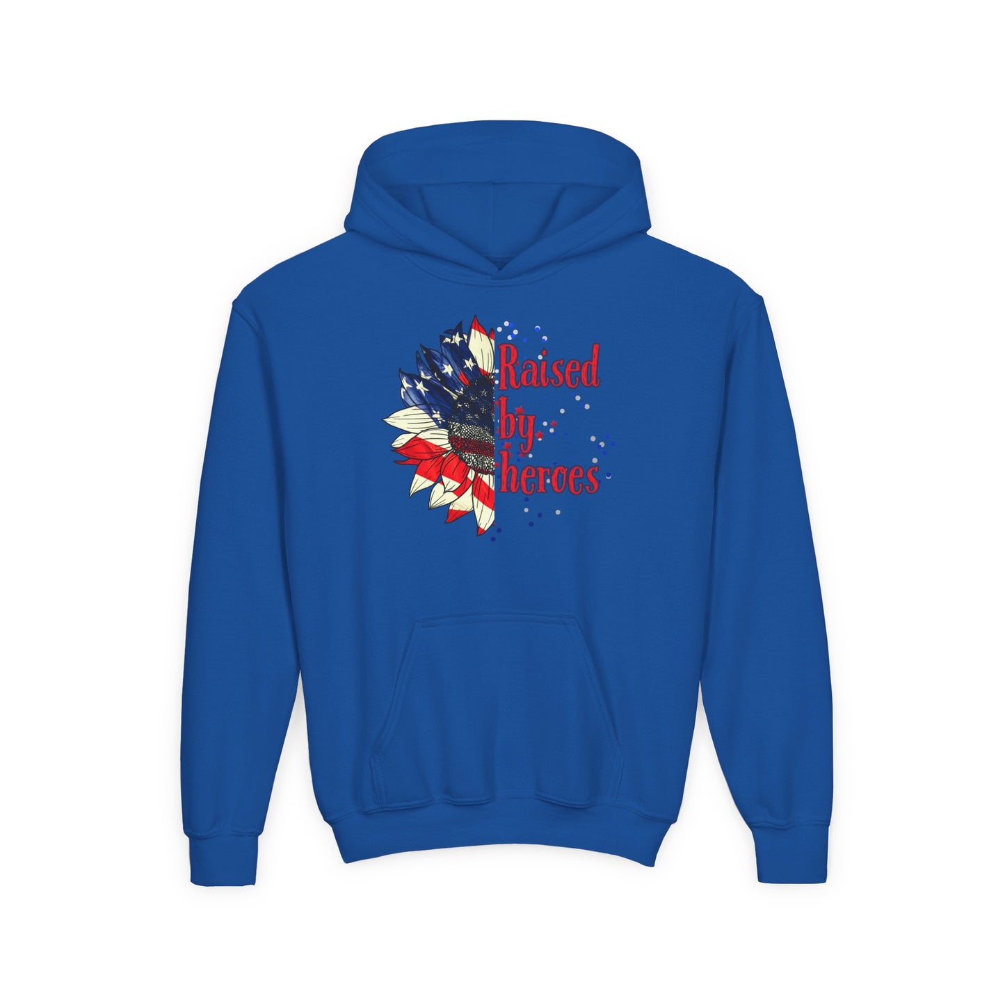 'Raised by Heroes' Youth hoodie, Gift for Kids, Memorial Day, Independence Day, Comfort Wear, Youth Apparel