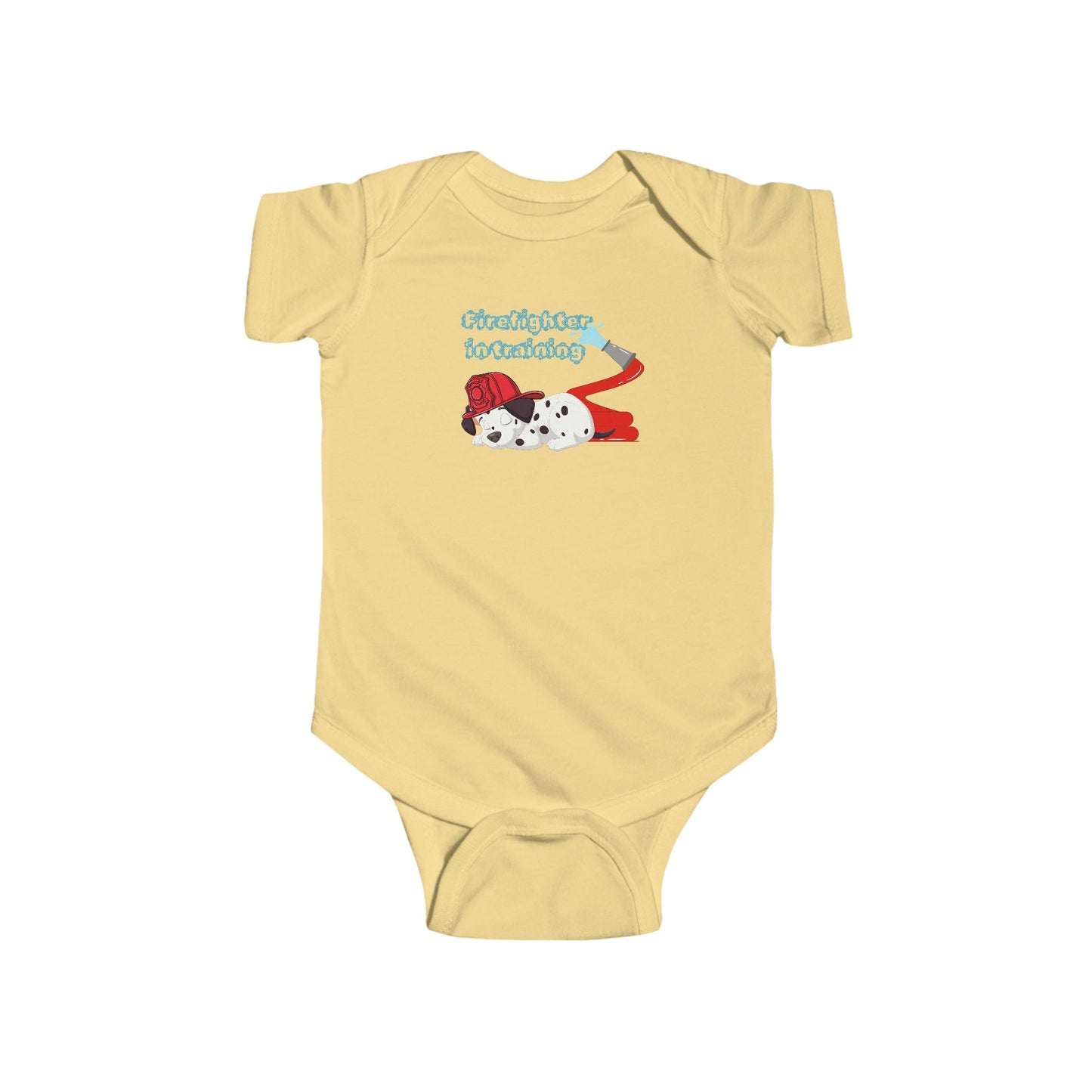 'Firefighter in Training' Infant Bodysuit with Cute Puppy Design, Baby Gift, Toddler Outfit, Newborn Clothes, Animal Lover Apparel