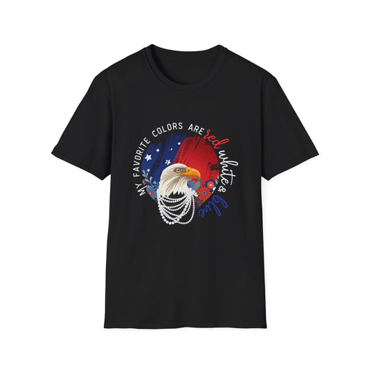 'My Favorite Colors' Red, White, & Blue Unisex fit Softstyle T-Shirt
